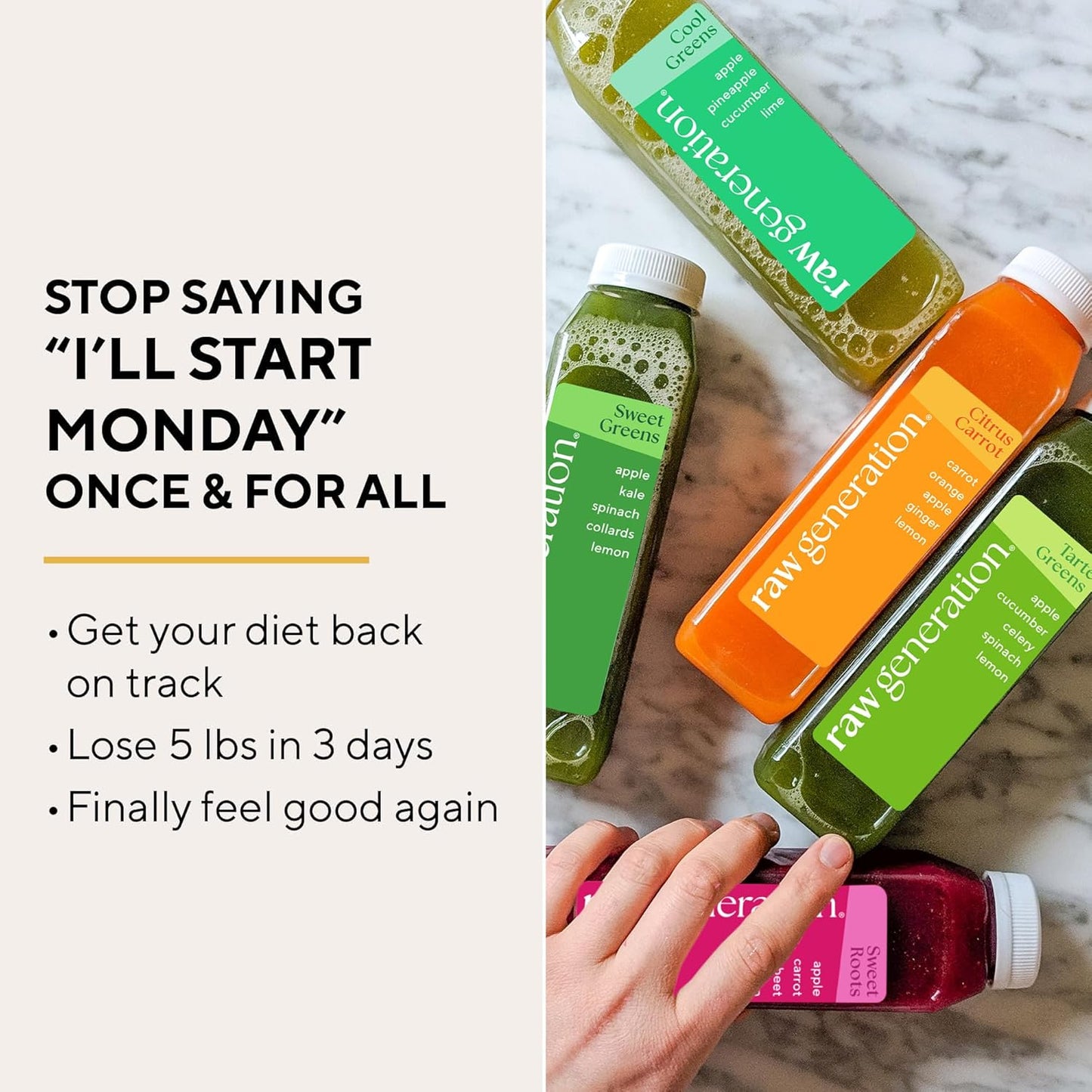 Raw Generation 10-Day Skinny Cleanse - Best Detox Juice Cleanse for Weight Management/Healthiest Way to Cleanse Your System/Jumpstart a Healthier Diet