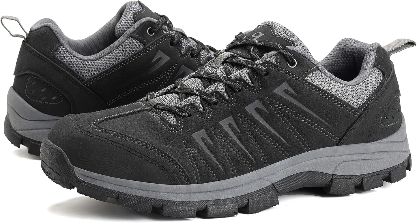 OL OUTJET LEGEND Men's Waterproof Hiking Shoes Leather Comfortable Lightweight Anti-Slip Outdoor Walking Work Sneakers