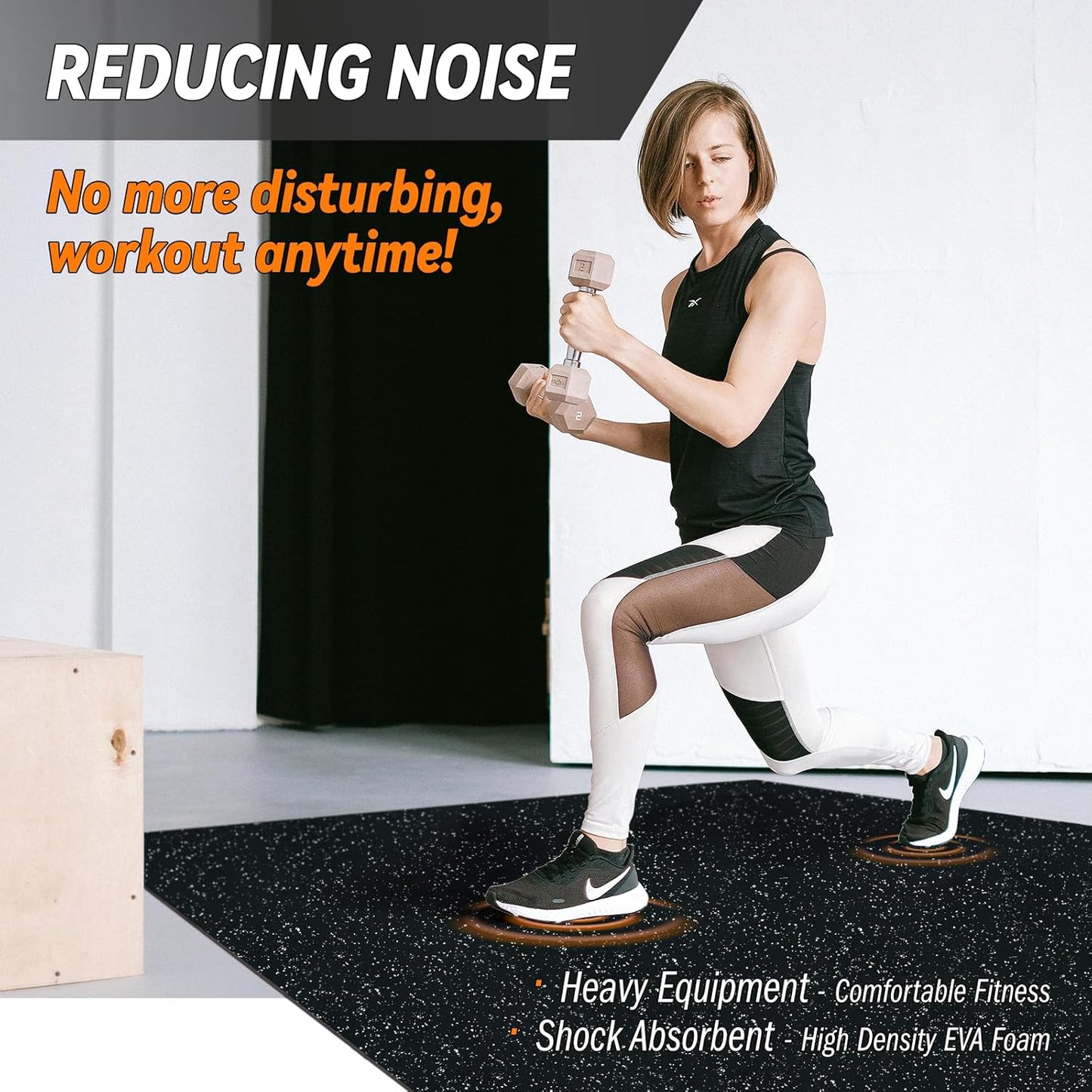 0.5" Thick 24 Sq Ft Gym Floor Exercise Mat, RAINHOL 6 PCS EVA Foam Rubber Flooring for Home Gym, Interlocking Puzzle Protective Tiles Workout Floor Equipment Mats for Garage, 24x24 inch