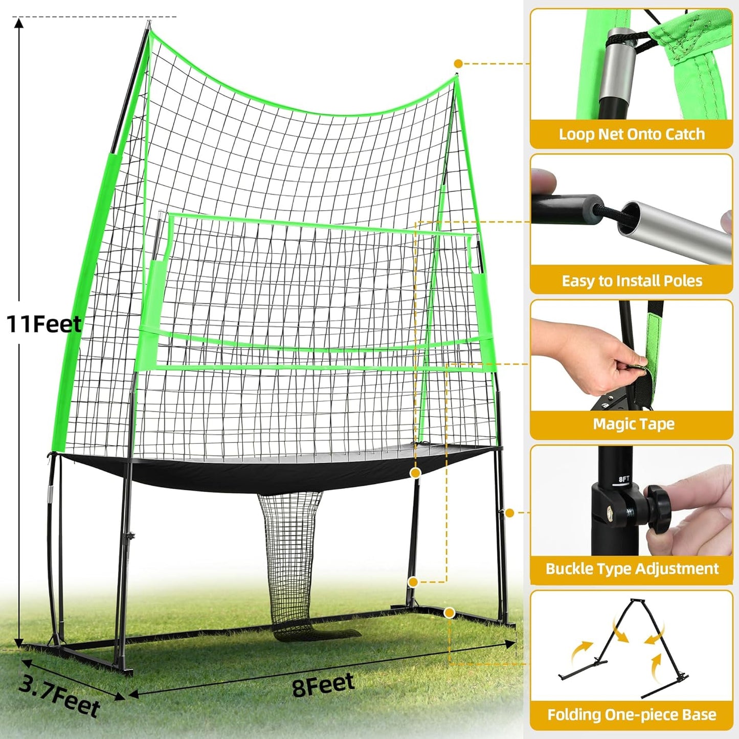 Volleyball Training Equipment, Height Freely Adjustable Practice Net System for Spike Hitting Serving, Portable Volleyball Net for Backyard Indoor Outdoor Use