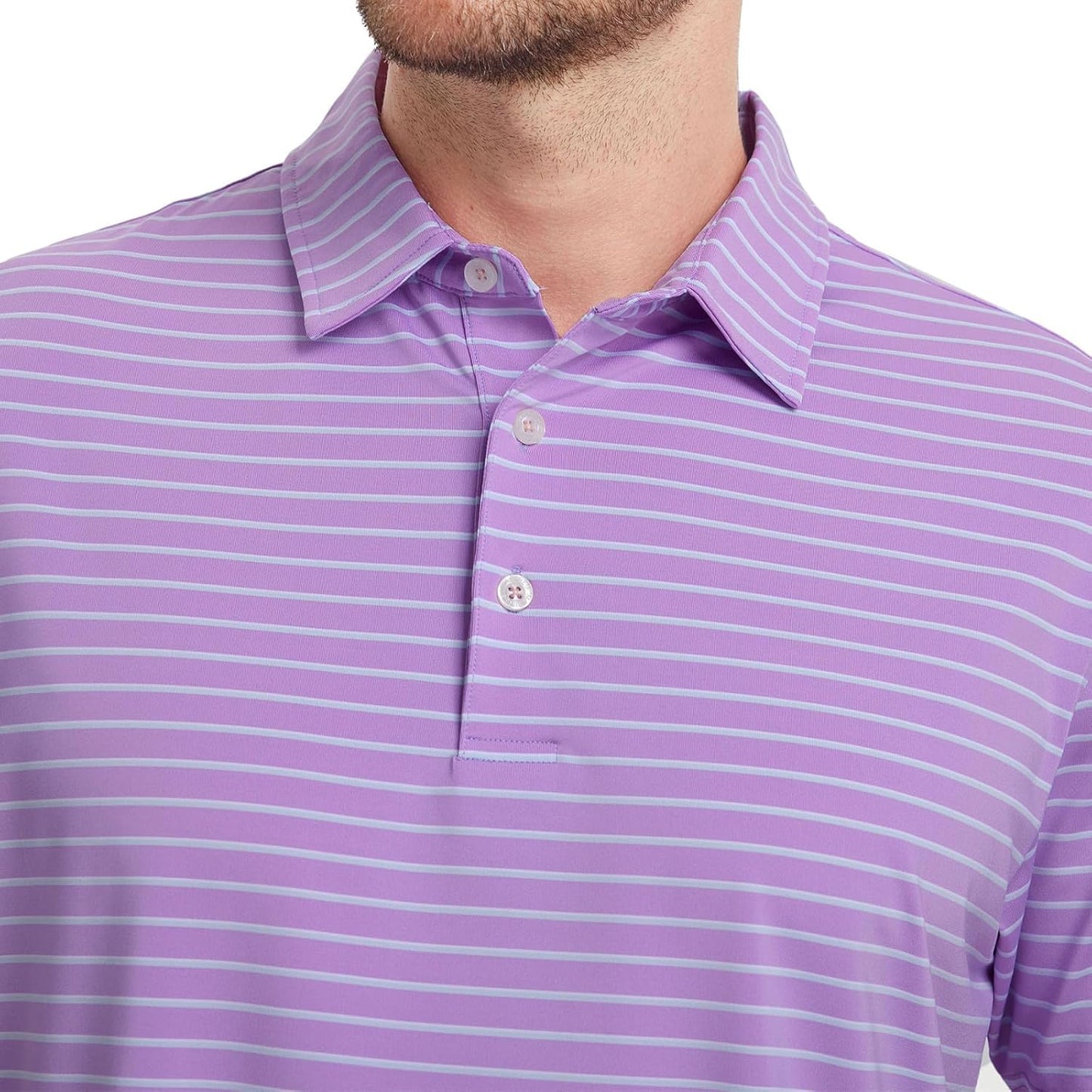 M MAELREG Golf Shirts for Men Moisture Wicking Striped Polo Performance Dry Fit Business Sports Mens Polo Shirts Short Sleeve