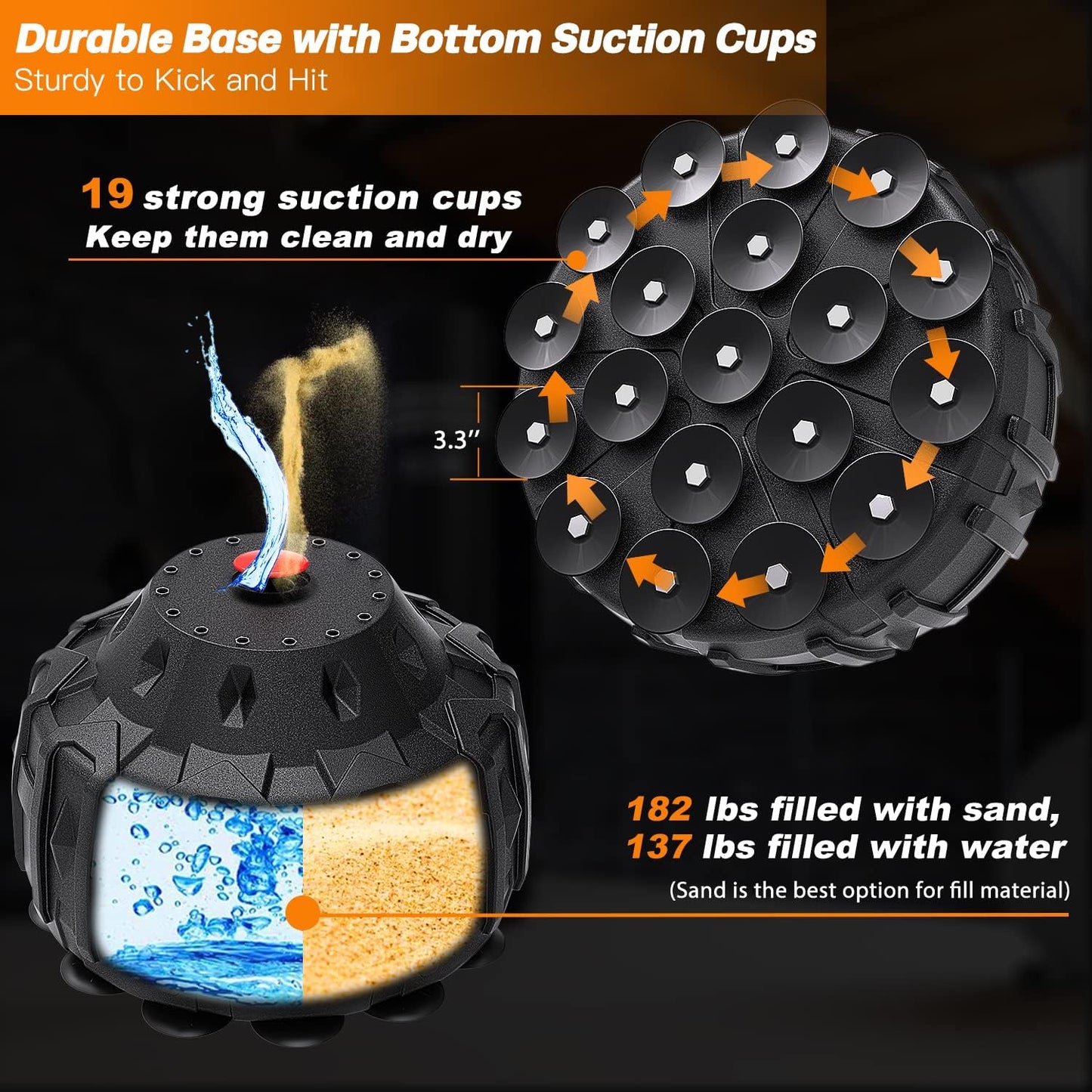 Dripex Freestanding Punching Bag, Heavy Boxing Bag with Stand for Adult Youth - Men Standing Boxing Punch Bag for Home Gym Workout