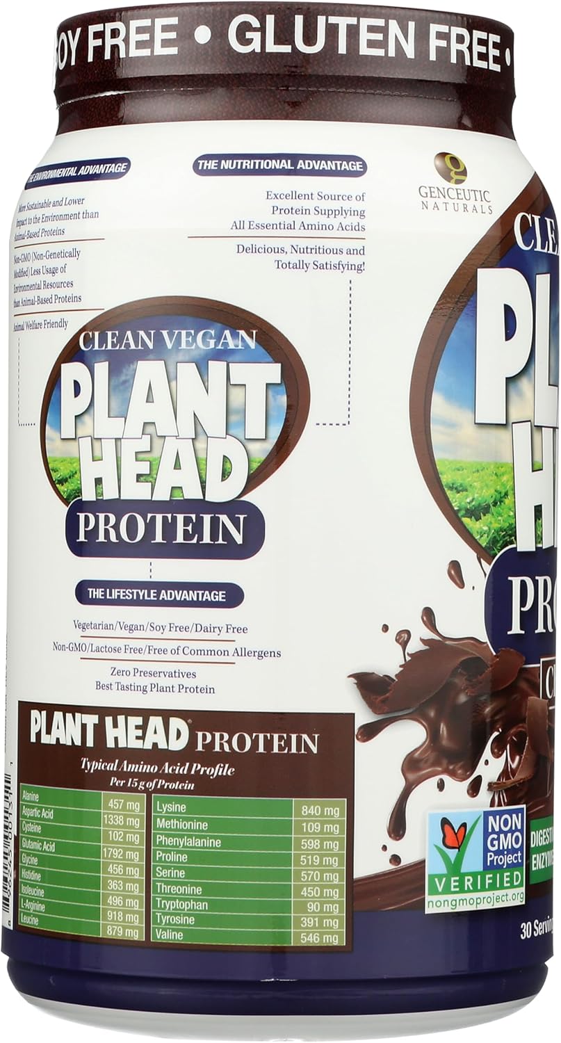 Plant Head Protein Dietary Supplement, Chocolate, 1.8 Pounds