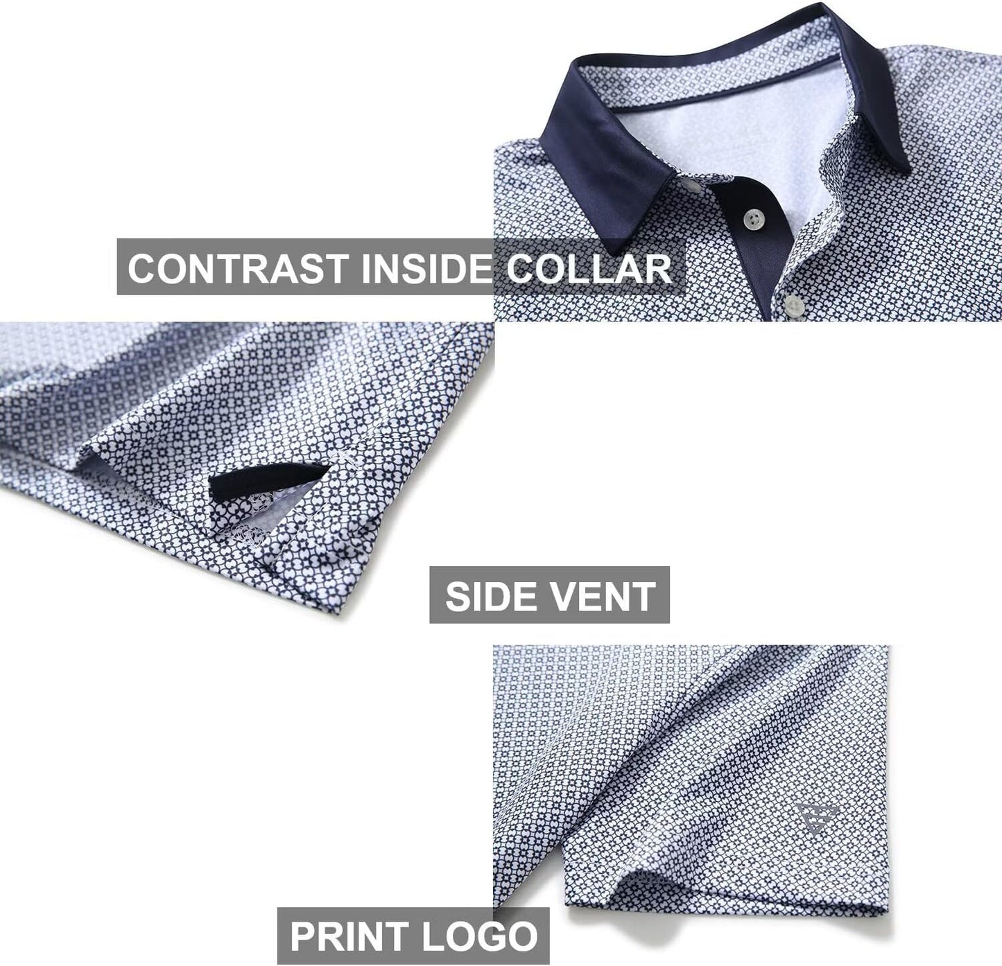 Men's Golf Polo Shirts Short Sleeve Striped Performance Moisture Wicking Dry Fit Golf Shirts for Men