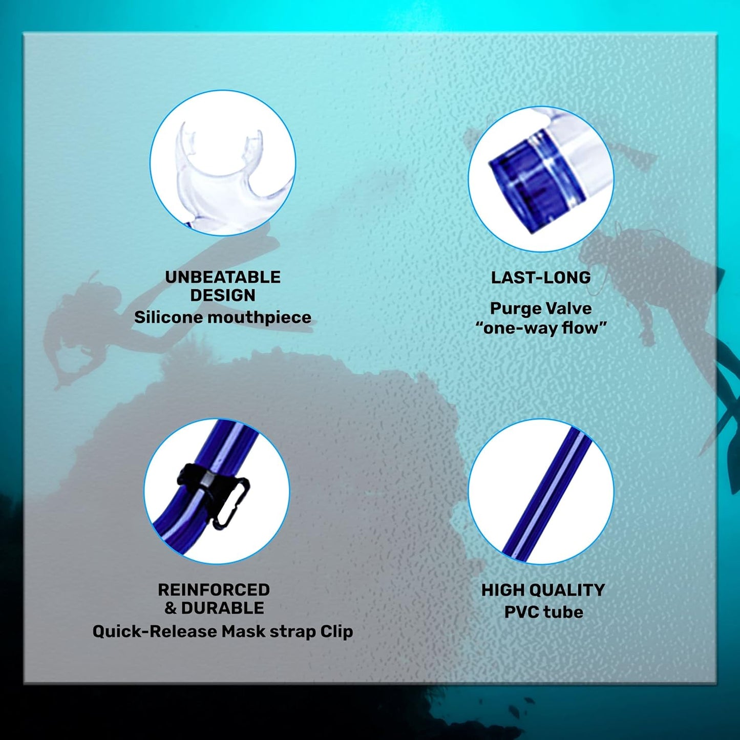 H2Odyssey SP-3 Neptune Childrens Snorkel - Kids Dry Snorkel with Silicone Mouthpiece