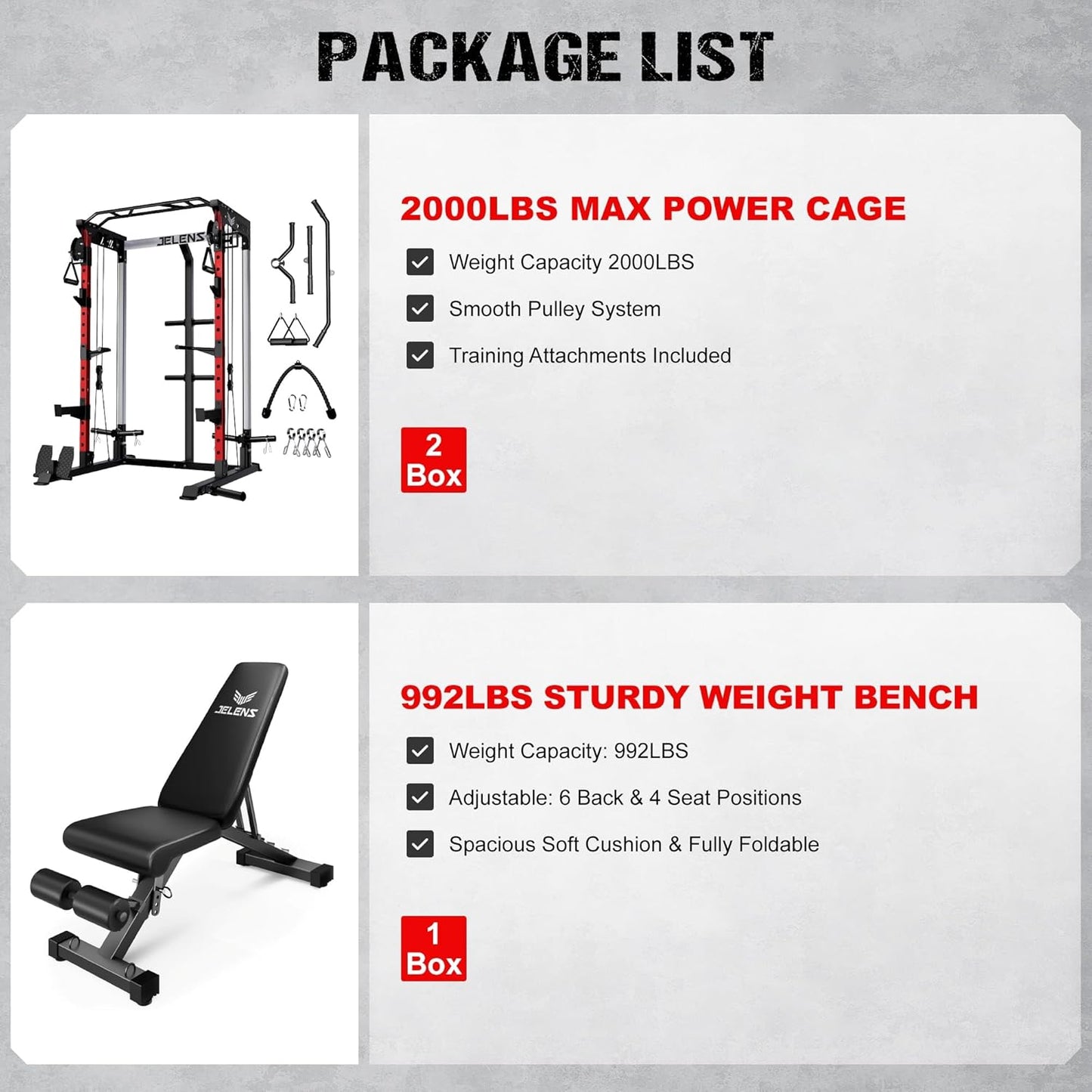 Power Cage, 2000LBS Multi-Function C21 Power Rack with Dual Pulley Cable Crossover System, All-in-One Squat Rack with More Training Attachments