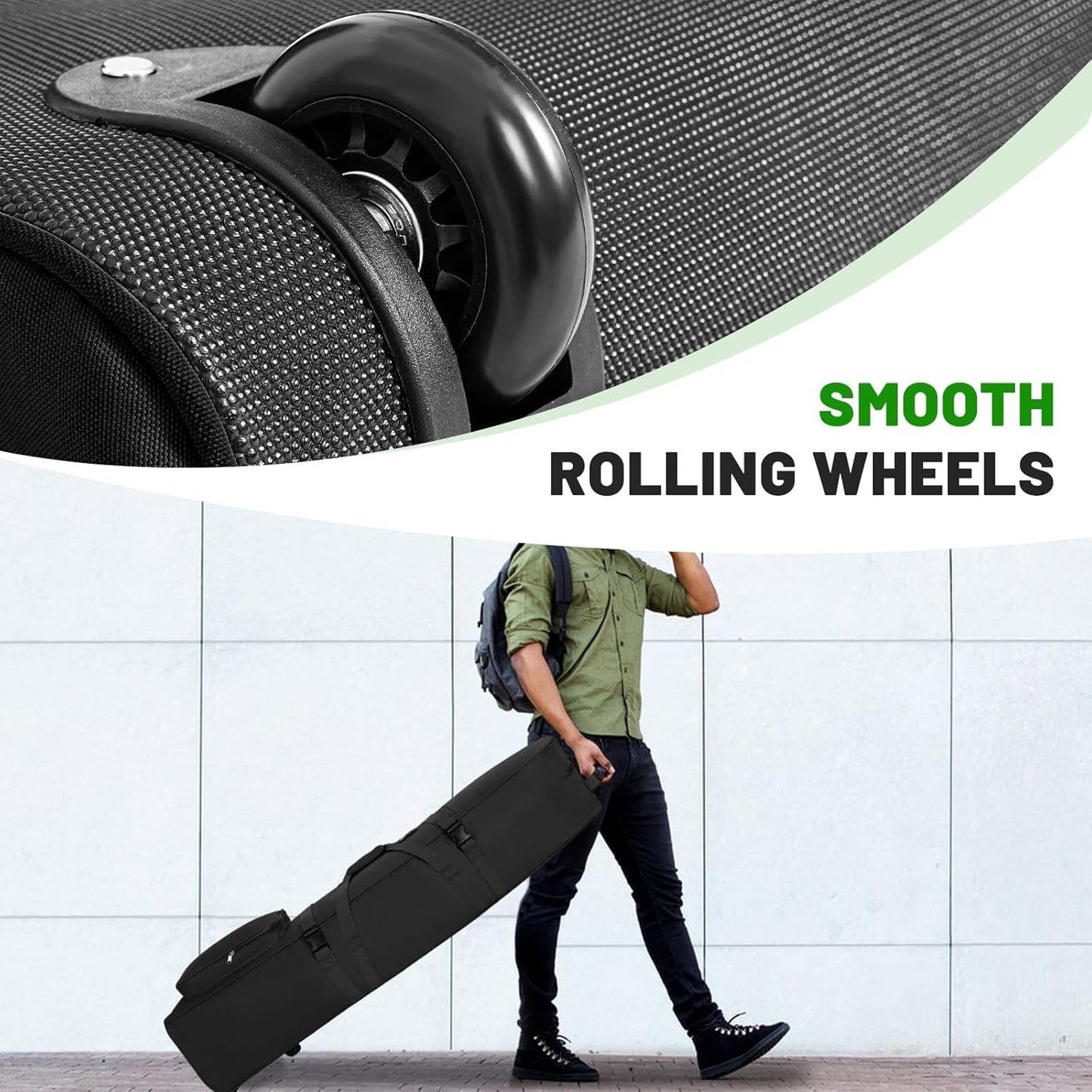 Golf Travel Bags for Airlines with Adjustable Support Rod and Detachable Shoulder Straps, Soft Foldable Golf Club Travel Covers, 900D Heavy Duty Oxford