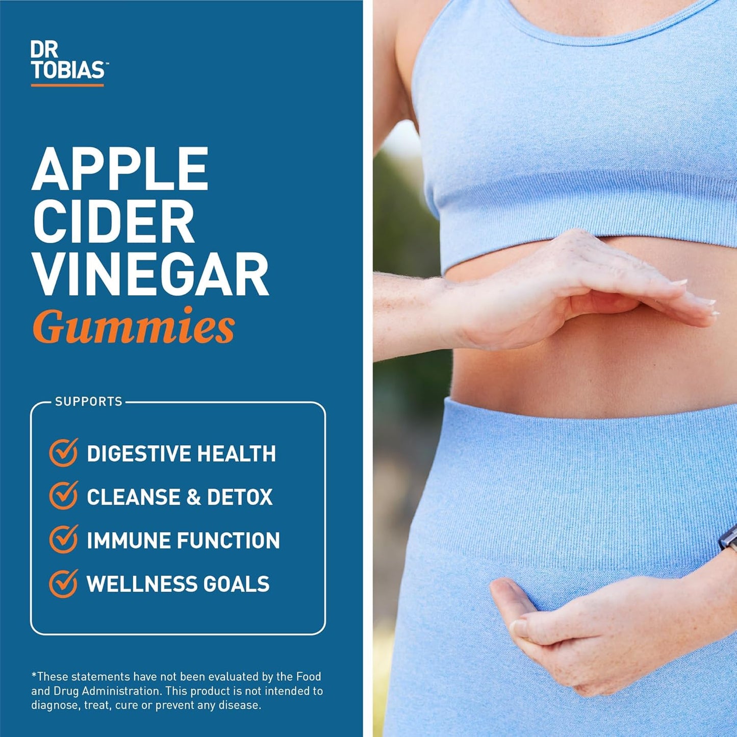 Dr. Tobias Apple Cider Vinegar Gummies, Includes 500 mg Apple Cider Vinegar with Mother, Folate, B12 & Iodine, Supports Gut Health, Cleanse & Detox, Vegan, Gluten-Free, 120 Gummies