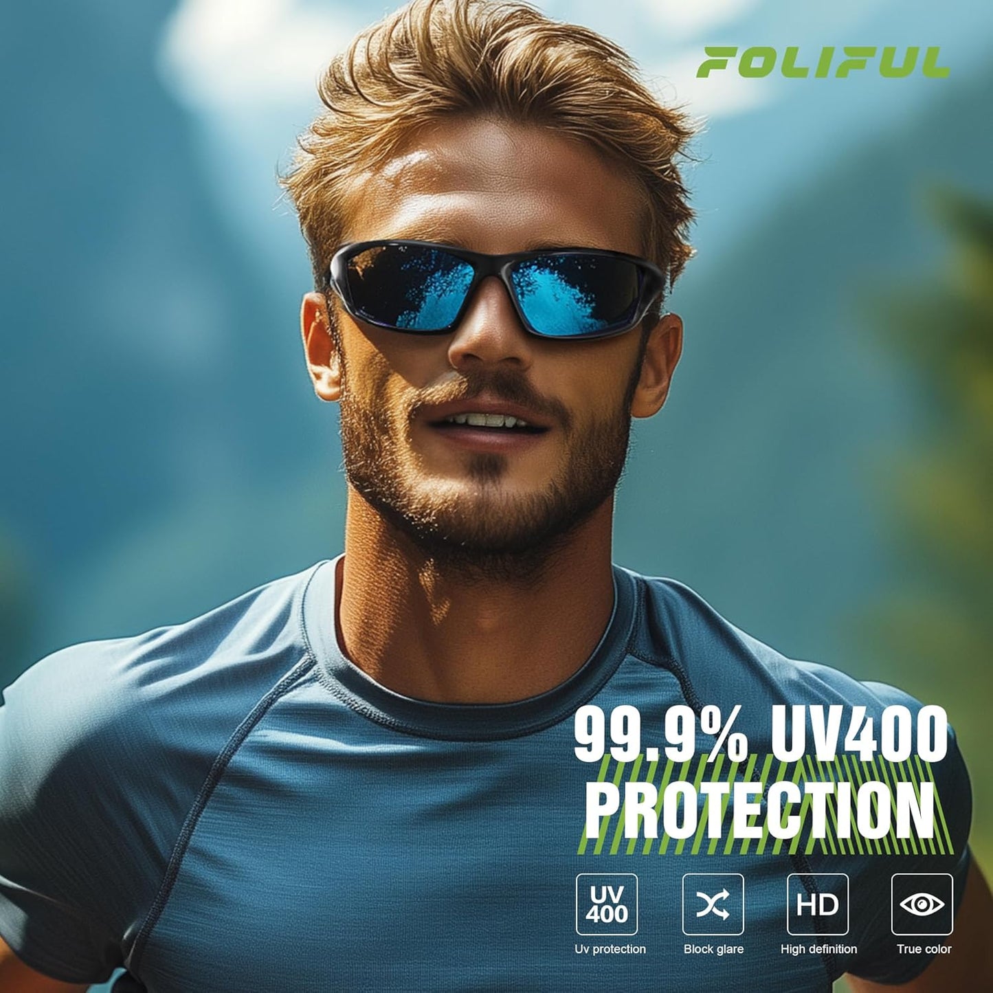 3 Pack Polarized Sports Sunglasses for Men, Mens Sunglasses Wrap Around UV400 Protection for Cycling Fishing Driving
