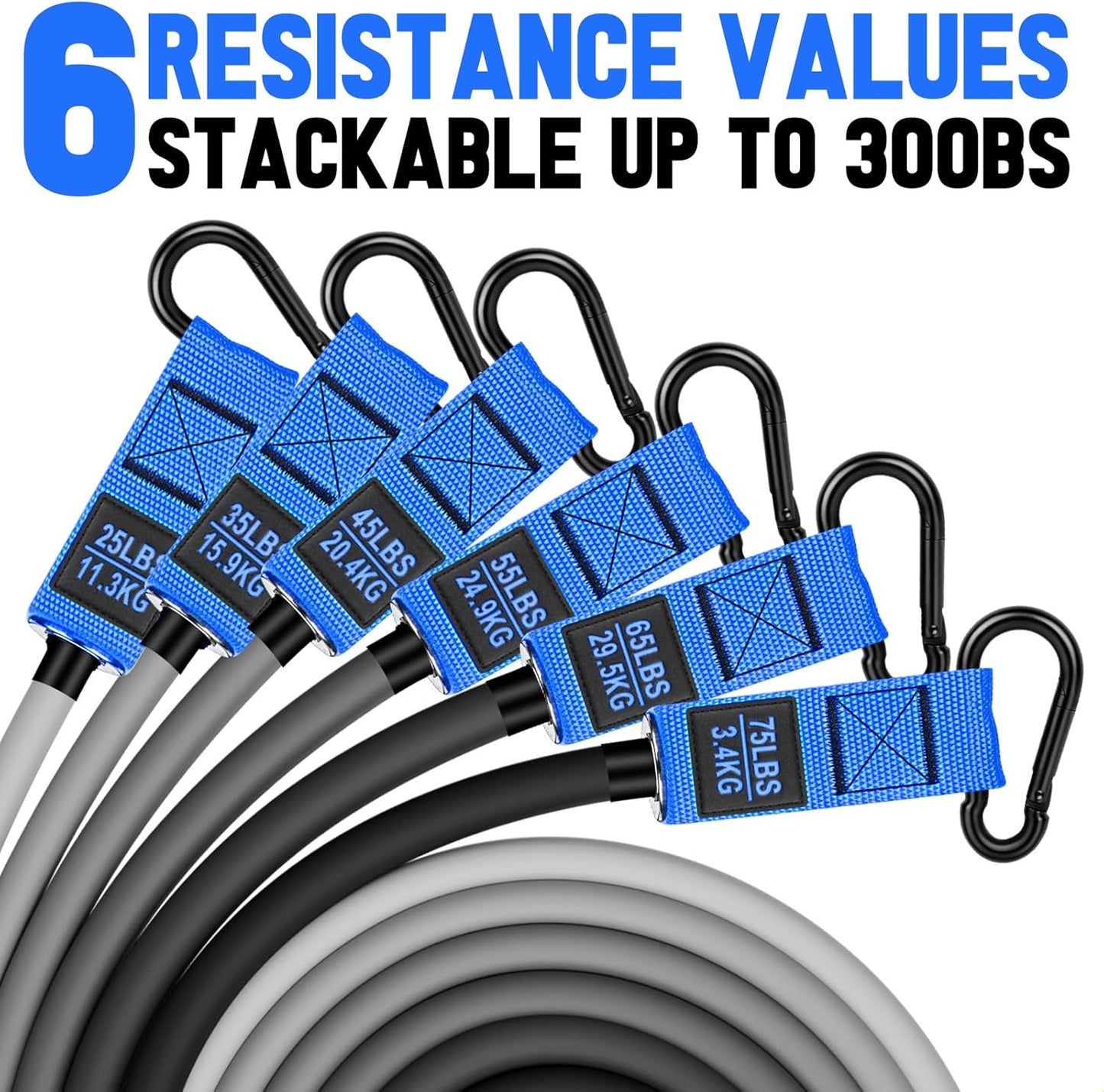 Heavy Resistance Bands for Working Out, 300lbs/360lb/420lb Exercise Bands Workout Bands with Handles, Door Anchor, Ankle Straps, Home Gym Workout Equipment for Men Fitness Strength Training Stretching