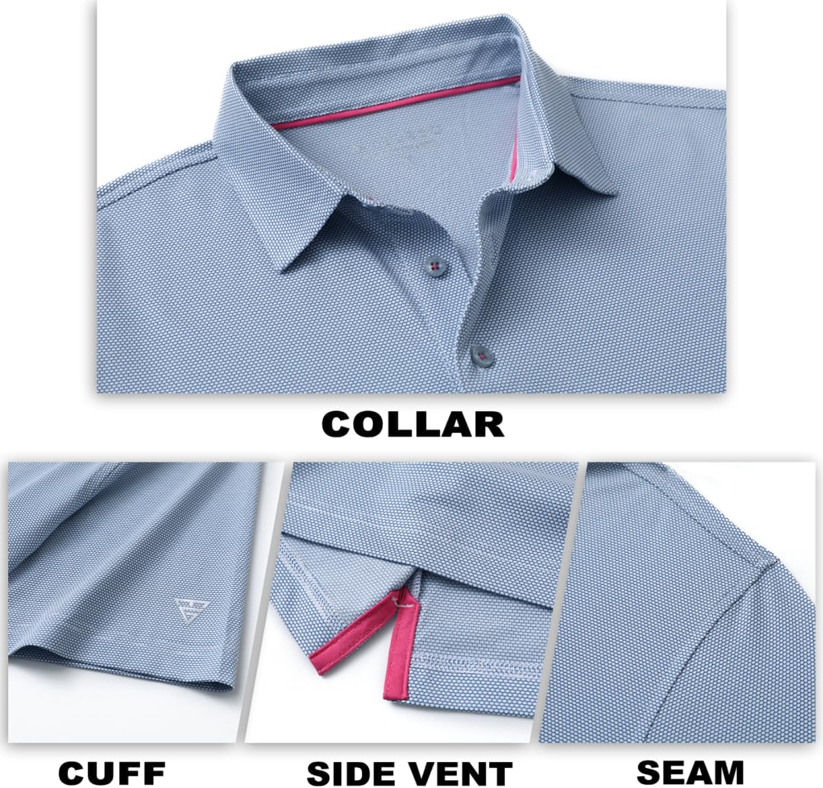 M MAELREG Golf Shirts for Men Dry fit Sports Jacquard Lightweight Performance Texture Short Sleeve Collared Polo Shirts