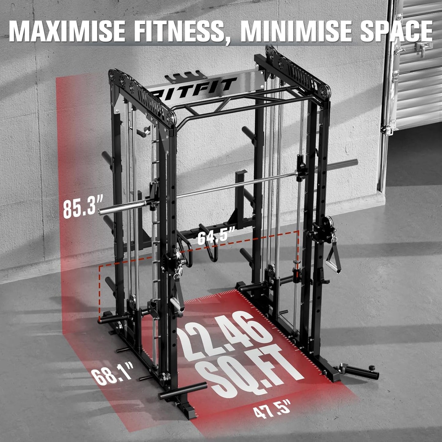 RitFit M1 & M1 Pro Smith Machine with Cable Crossover System, Multi-Function Squat Rack Power Cage for Home Gym, Power Rack and Packages