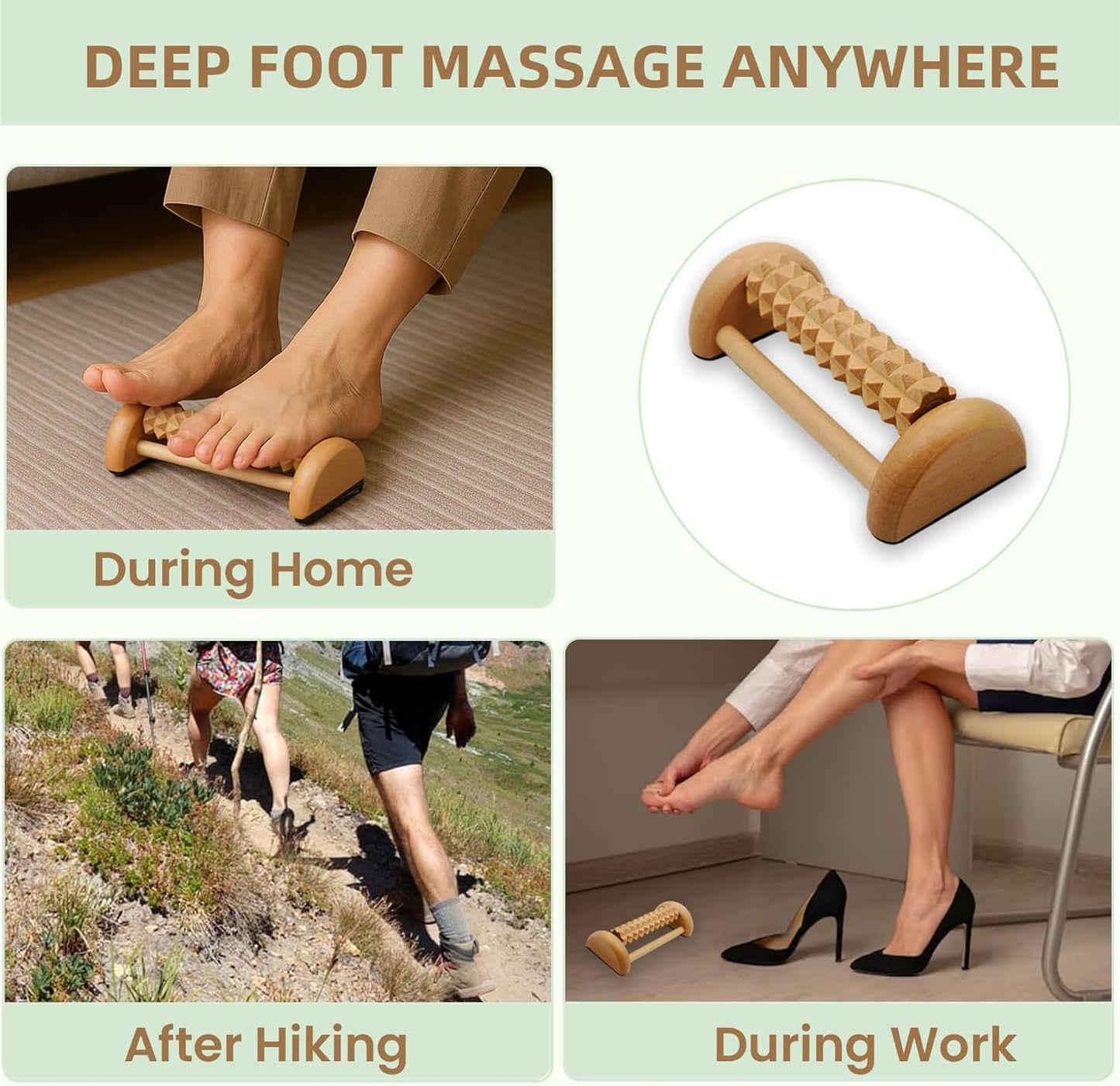 3Pcs Wooden Massage Tools，Lymphatic Drainage Massager ，Maderoterapia Kit for Deep Tissue，Muscle Pain Relief, Anti-Cellulite，Body Sculpting & Shaping，Foot Roller for Plantar Fasciitis