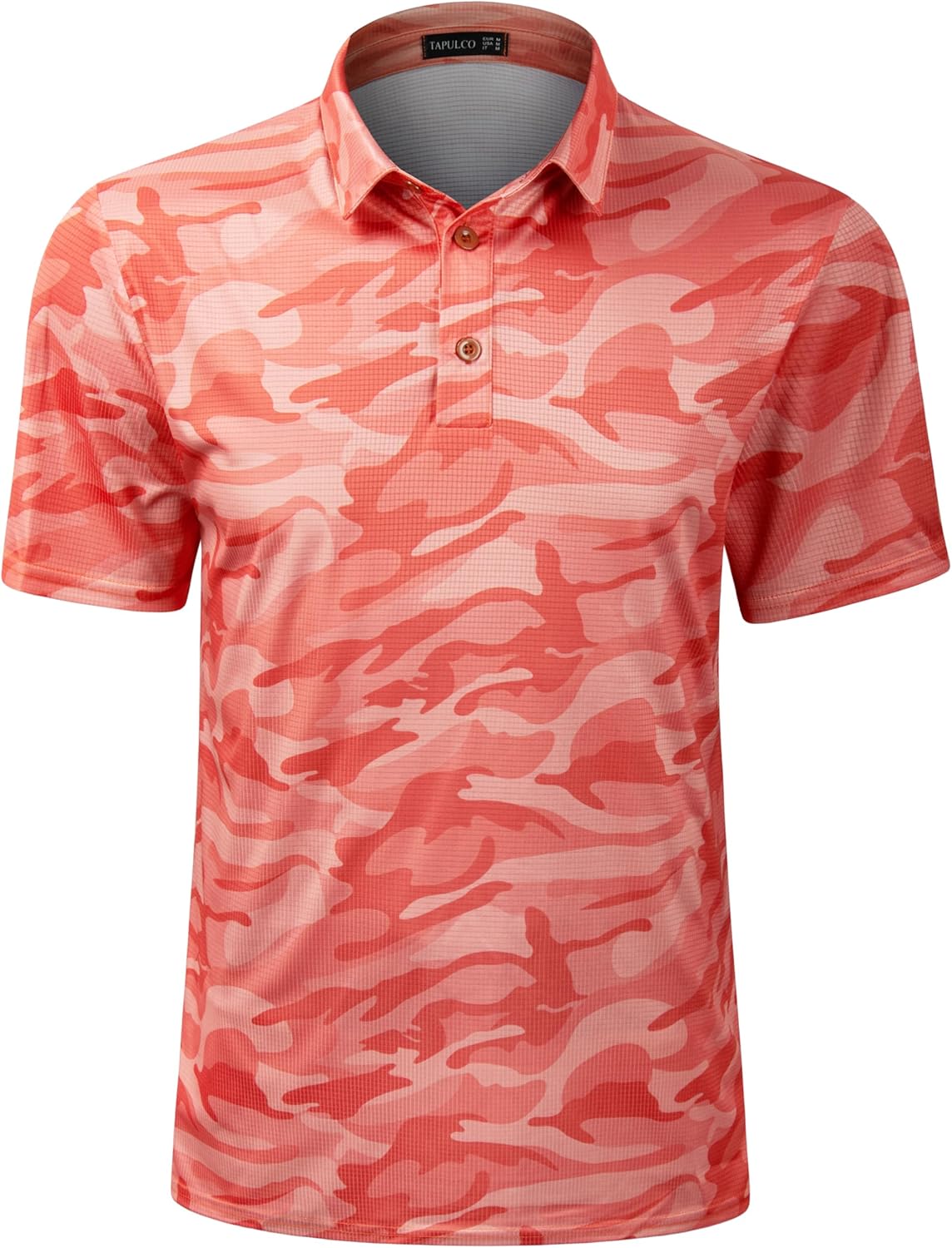 TAPULCO Mens Quick Dry Polo Shirts Camouflage Pattern Performance Athletic Lightweight Breathable Casual Golf Tshirts