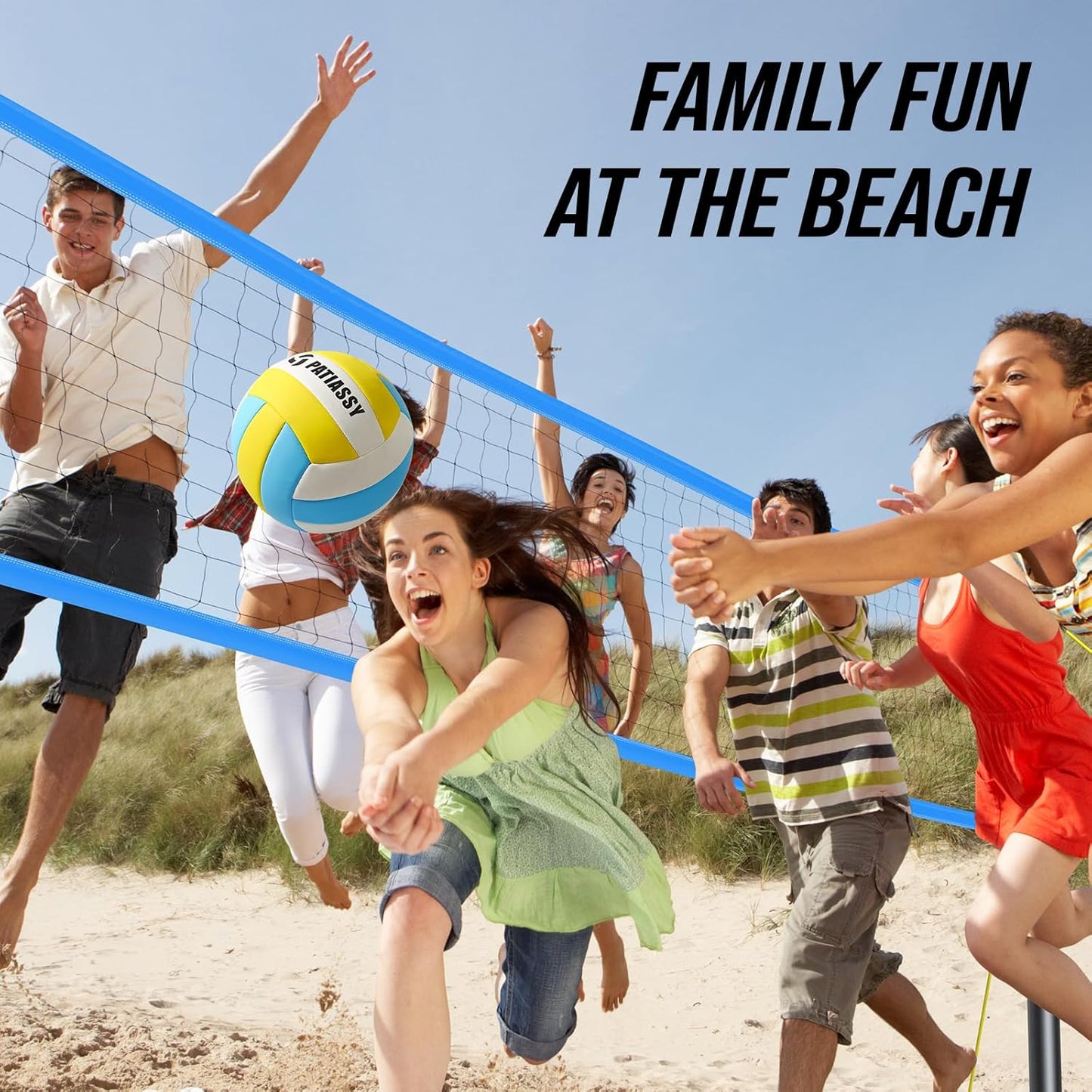 Outdoor Portable Volleyball Net Set System for Backyard - Quick & Easy Setup Adjustable Height Poles, PU Volleyball, Pump and Carrying Bag