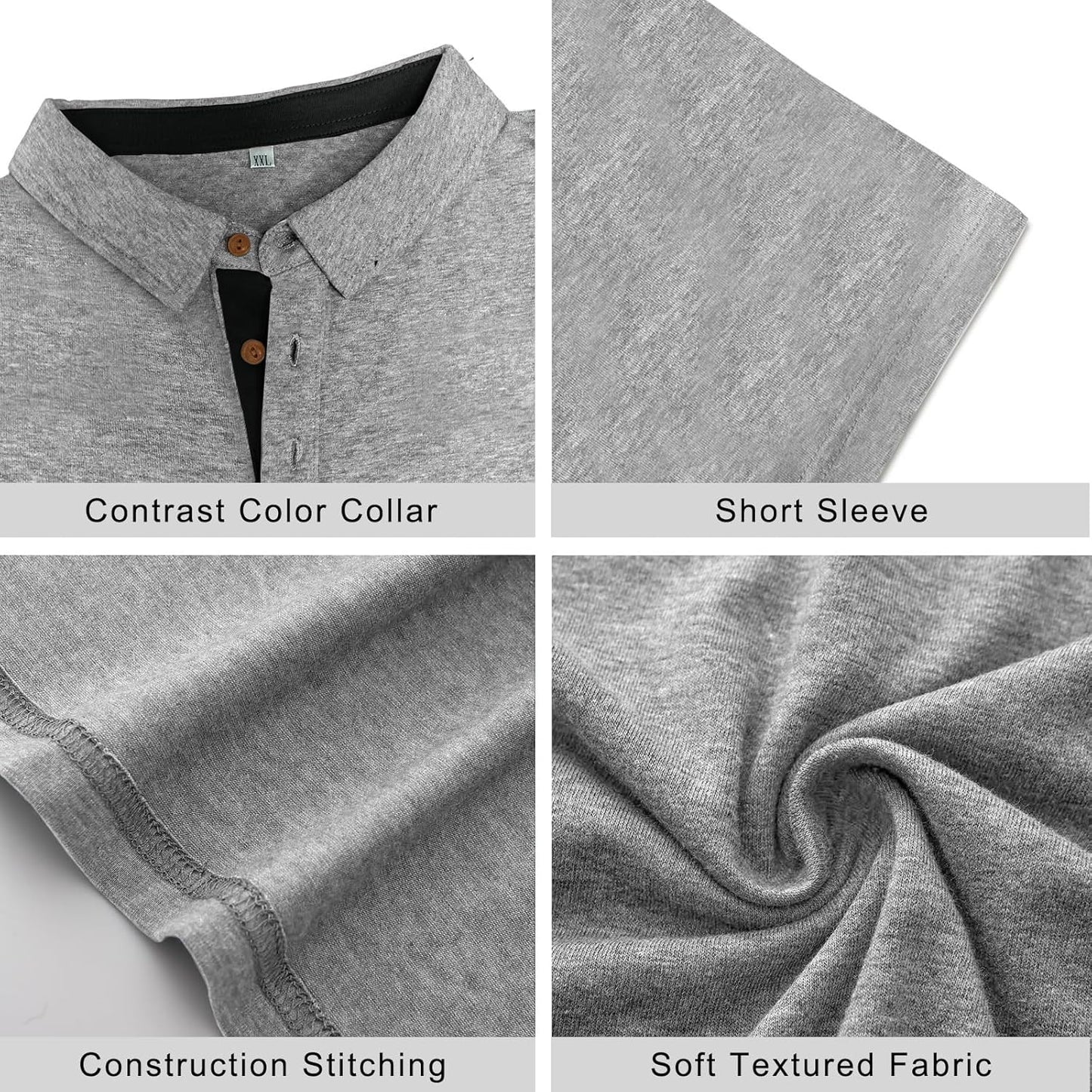 PEGENO Mens Polo Shirts Short Sleeve Casual Cotton Golf Shirts Performance Polo Shirts for Men