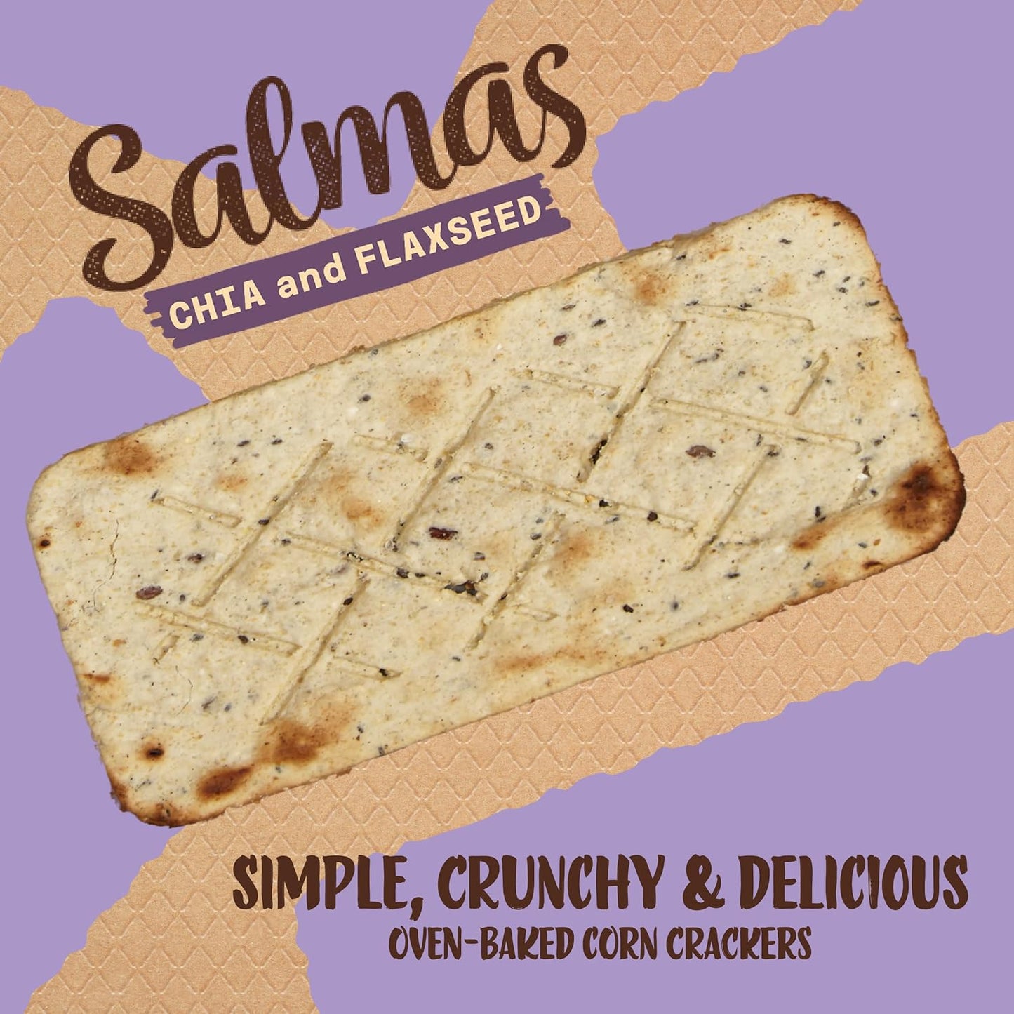 Sanissimo Salmas Chia & Flaxseed, 20 Packs of 3 Crackers, Oven Baked Corn Crackers, Gluten Free, Non-GMO, Kosher Certified