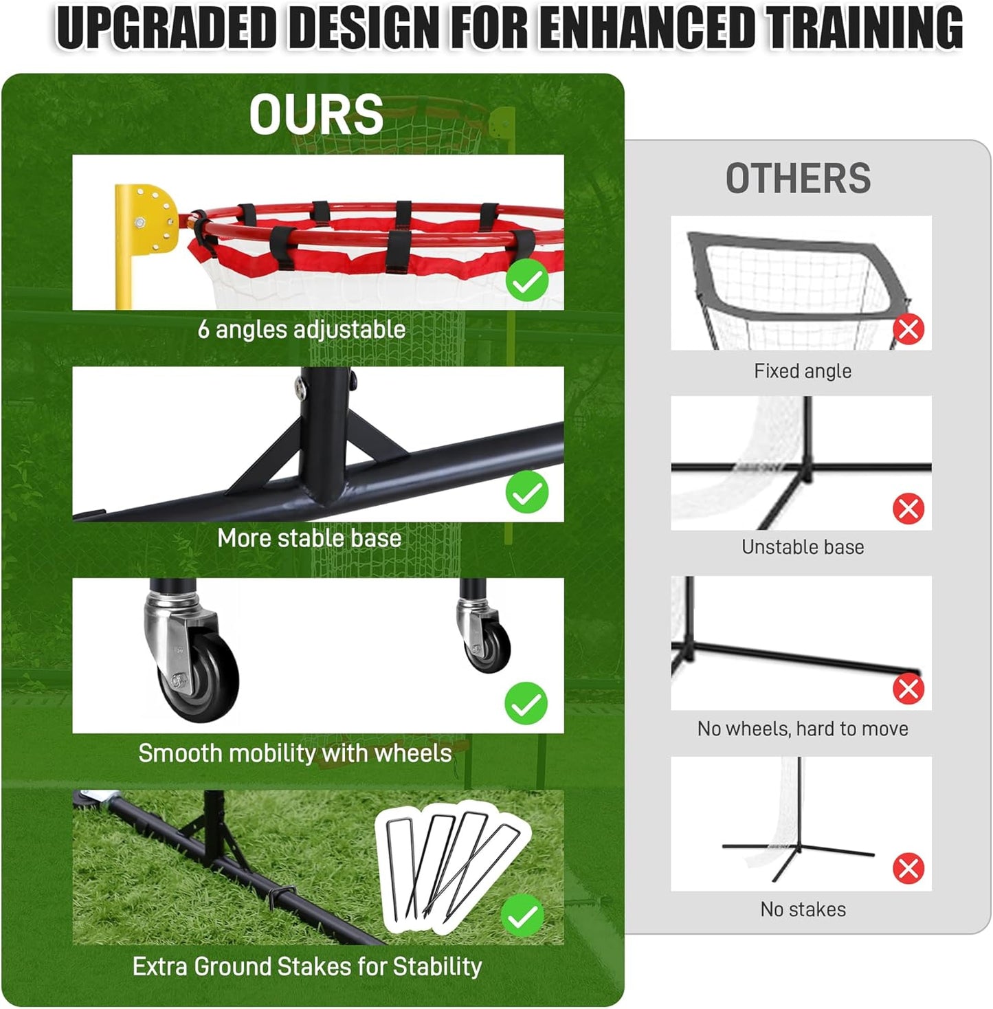 Volleyball Setter Training Equipment, Adjustable Volleyball Setting Trainer Net with 6 Angle and 5 Height Adjustments and 2 Rubber Wheels for Indoor Outdoor Practice