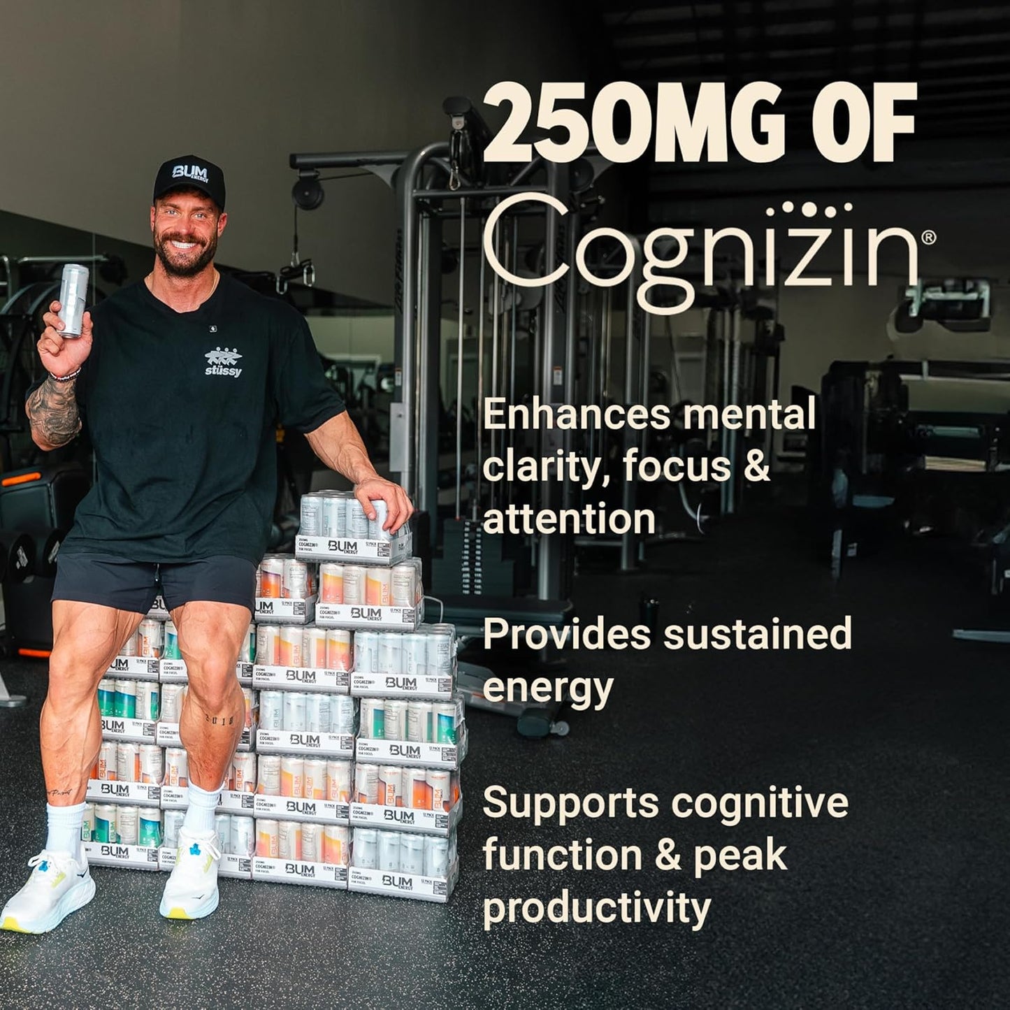 BUM Sugar-Free Energy Drink, Variety Pack - Lightly Carbonated & No Artificial Colors, Natural Caffeine & Citicoline for Energy & Focus, Brain Boost & Workout Sports Beverage - 12 oz, Pack of 12