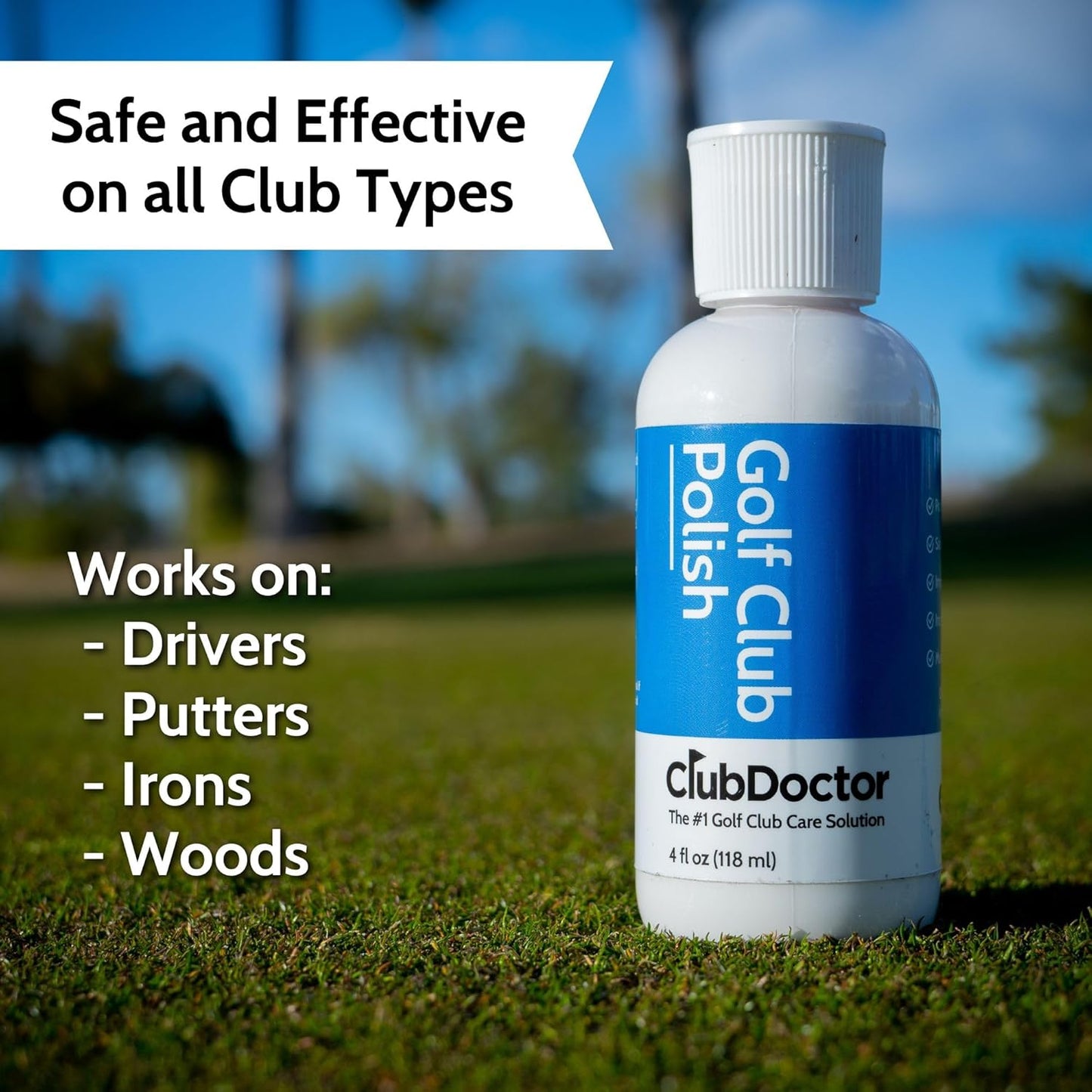 Club Doctor Golf Club Polish, Made in USA for Golfers, Restores, Shines, Polishes - Works on Drivers, Irons, Putters, Woods