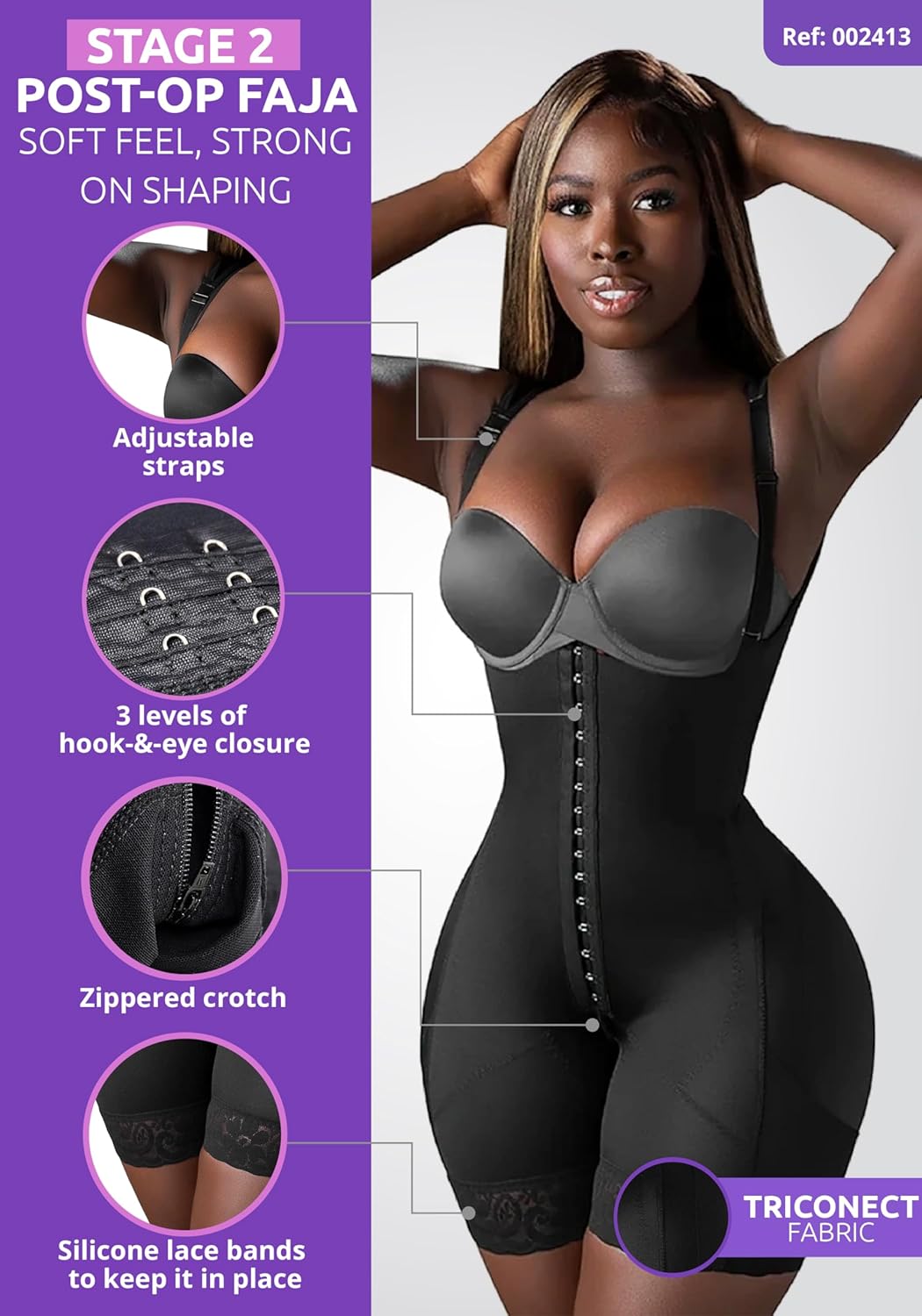 Snatched Body - Women's Stage 2 Faja Colombians with Bra Shapewear - BBL Post Surgery Garment - Reductoras Moldeadoras