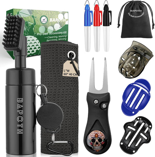 Golf Club Cleaner, Non-Leaking Stretchable Golf Club Brush with Microfiber Golf Towel (23.6 * 15.7 in), Strong Bristles Golf Brush Can Hold 5oz Water, Essentials Golf Accessories for Men