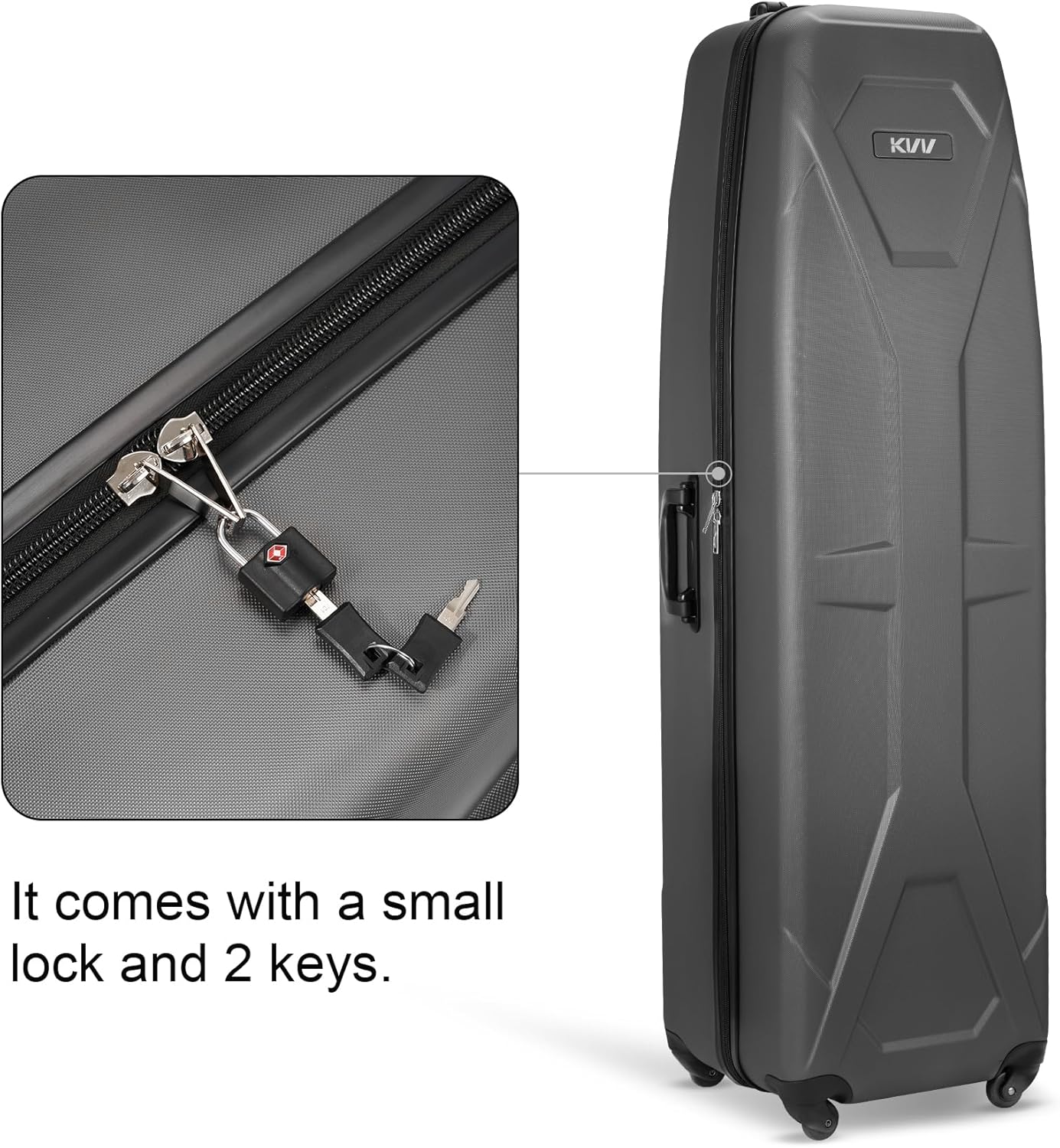 KVV Solid ABS Shell Hard Sided Golf Travel Case with Super Easy Rolling Wheels Ultimate Protection