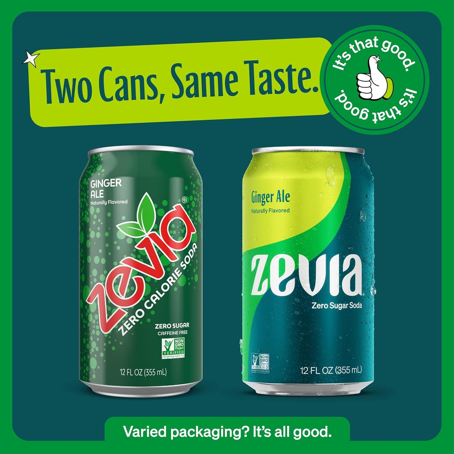 Zevia Zero Sugar Soda, Ginger Ale, 12 oz Cans (24-Pack) – Naturally Sweetened, Non-GMO Project Verified, Gluten-Free, Vegan
