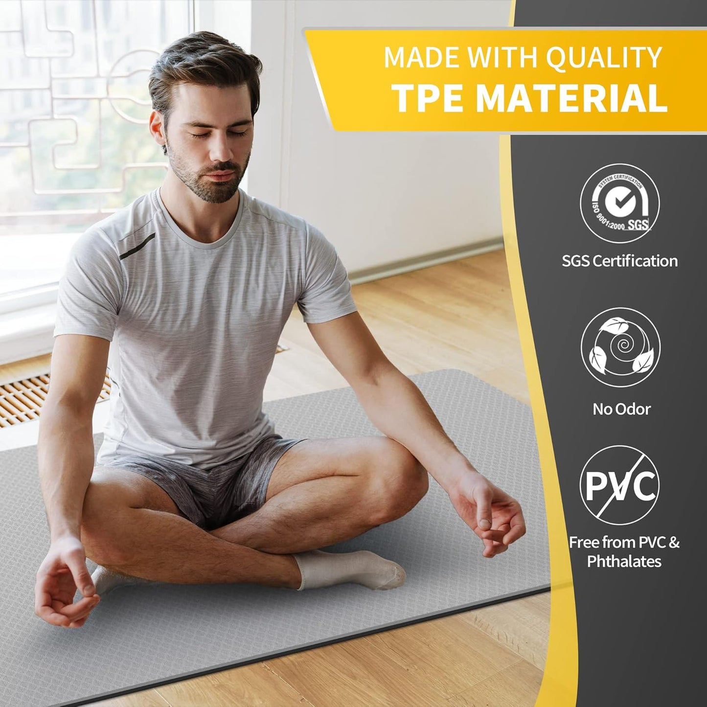 CAMBIVO Extra Wide Yoga Mat for Women and Men (72"/84"x 32"x 1/4") TPE Workout Mat, Non-slip Large Exercise Fitness Mat for Yoga, Pilates, Workout