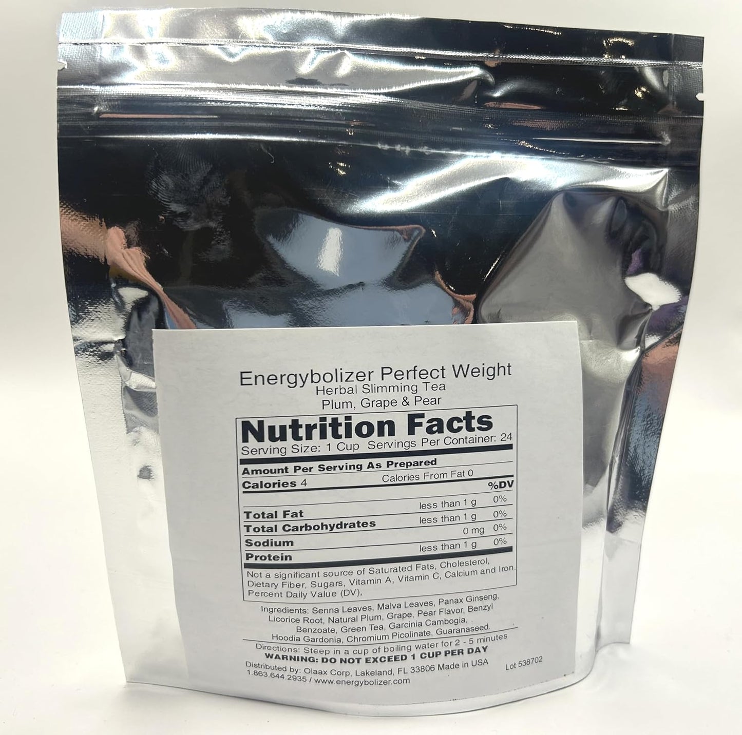 Energybolizer Perfect Weight Herbal Tea (24 Bags)| Natural Energy Booster for Women and Men | Increase Energy, Improve Digestion (Plum Grape Apple Pear)