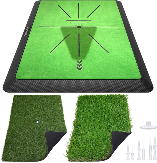 Golf Hitting Mat,Golf Training Mat for Swing Path Feedback Detection Batting, Extra Replaceable Golf Practice Mat 16"x12", Golf Gifts for Men Women for Home Indoor Outdoor