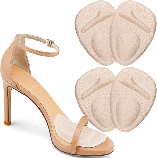 Ball of Foot Cushions, Metatarsal Pads Women, High Heels Non-Slip Comfort Pads, Shoe Support for Metatarsalgia Mortons Neuroma Pain Relief (2 Pairs,Beige)
