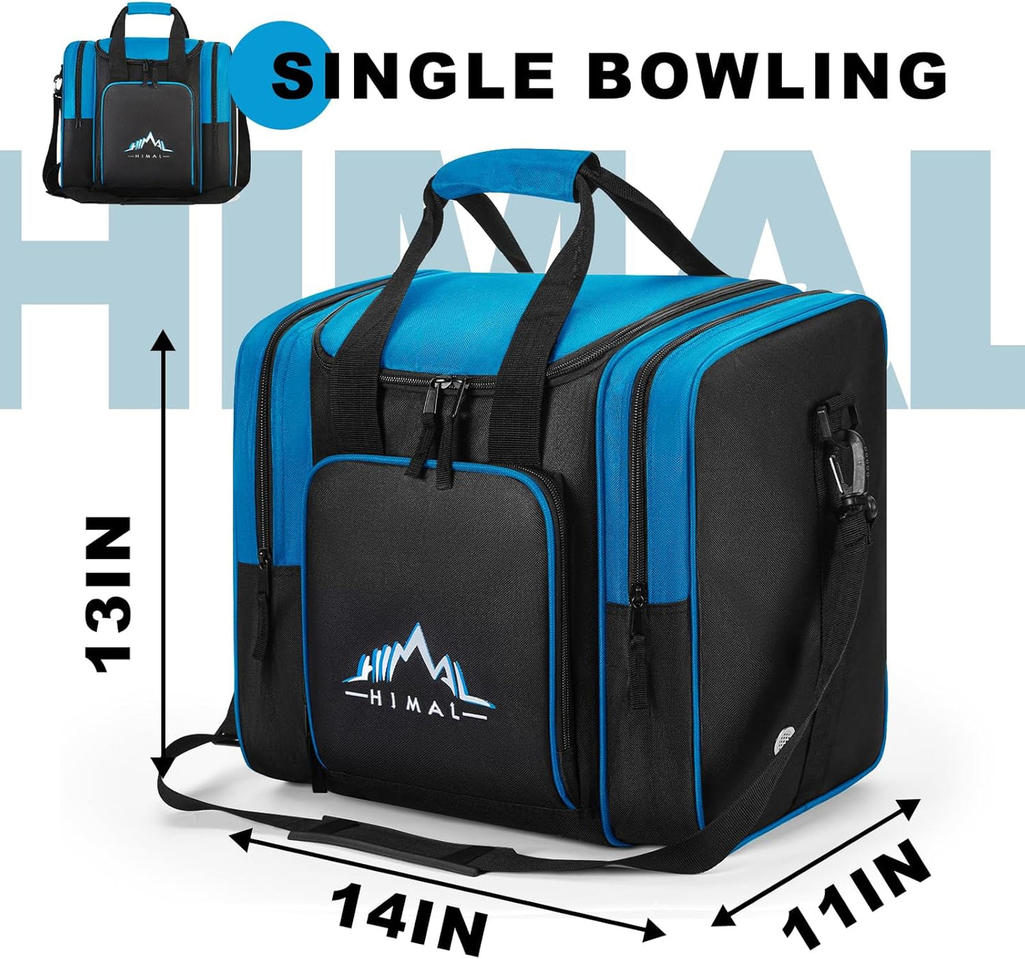 Himal Bowling Ball Bag for Single Sphere - Bowling Ball Tote Bowler's Bag with Padded Sphere Holder - Fits Bowler's Shoes Up to Mens Size 14