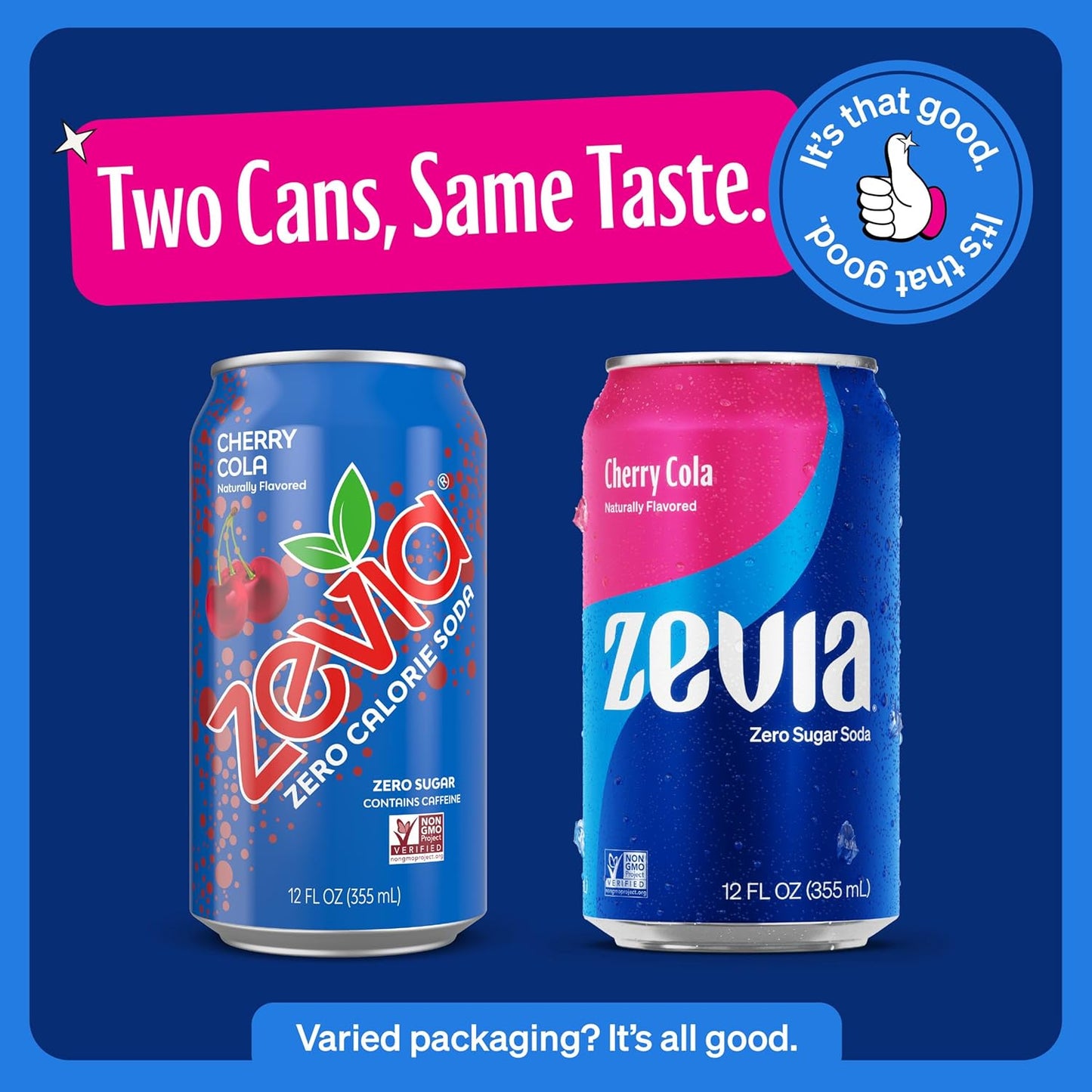 Zevia Zero Sugar Soda, Cherry Cola, 12 oz Cans (24-Pack) – Naturally Sweetened, Non-GMO Project Verified, Gluten-Free, Vegan