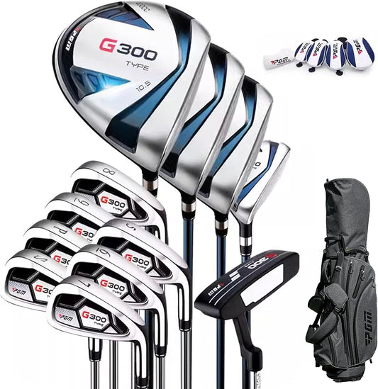 PGM Men's G Type Complete Golf Club Set - Titanium #1 Driver, Draw-Biased Hybrid, High-Strength Iron Set, High Forgiveness Putter, with Stand Bag