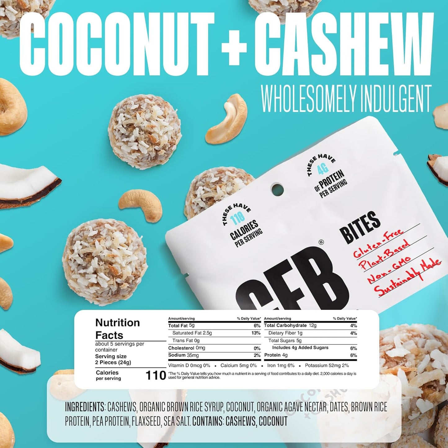 The GFB Variety Pack Protein Bites - Gluten Free, Plant Based, Non GMO, Sustainably Made – Ridiculously Tasty, Healthy, Vegan, Protein Energy Balls, 4 oz (4 Count)