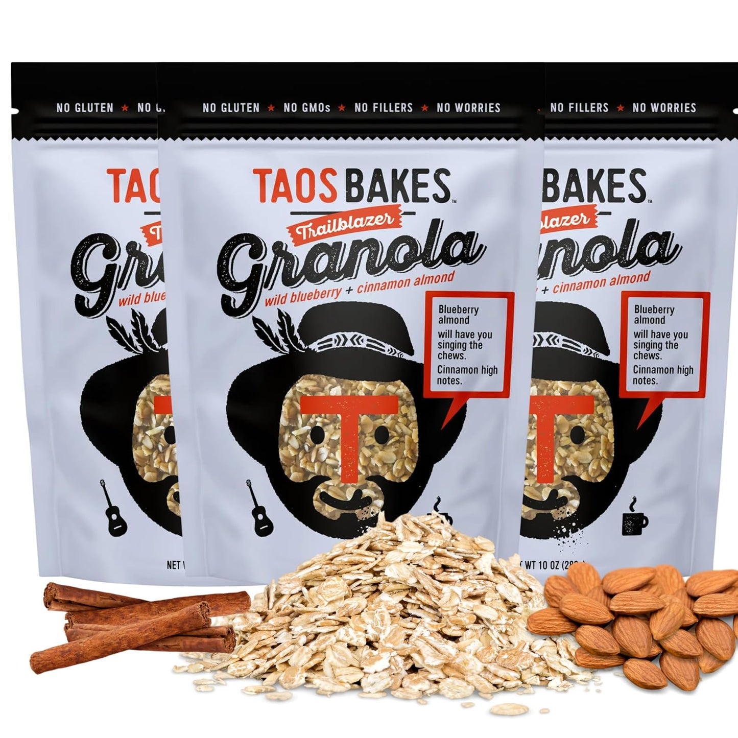 Taos Bakes - Wild Blueberry & Cinnamon Granola - Crunchy Granola Breakfast Snack - Gluten Free, No GMOS, No Fillers - 10 oz (Pack of 3)
