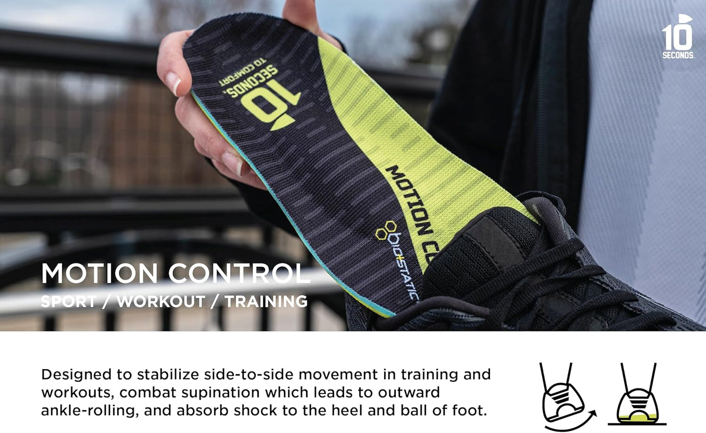 10 Seconds 3210 Motion Control Shoe Insoles, M 6, W 8 (2 Pack)