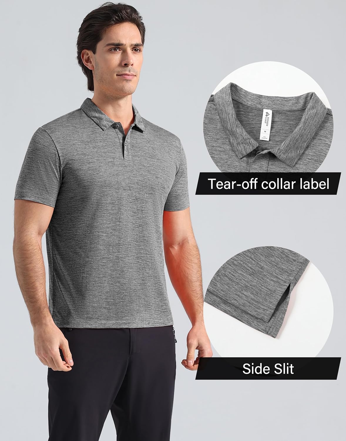 Pioneer Camp Men's Golf Shirt UPF 50+ Quick Dry Polo Shirts Short Sleeve Moisture Wicking Performance Tees Collar Work Shirts