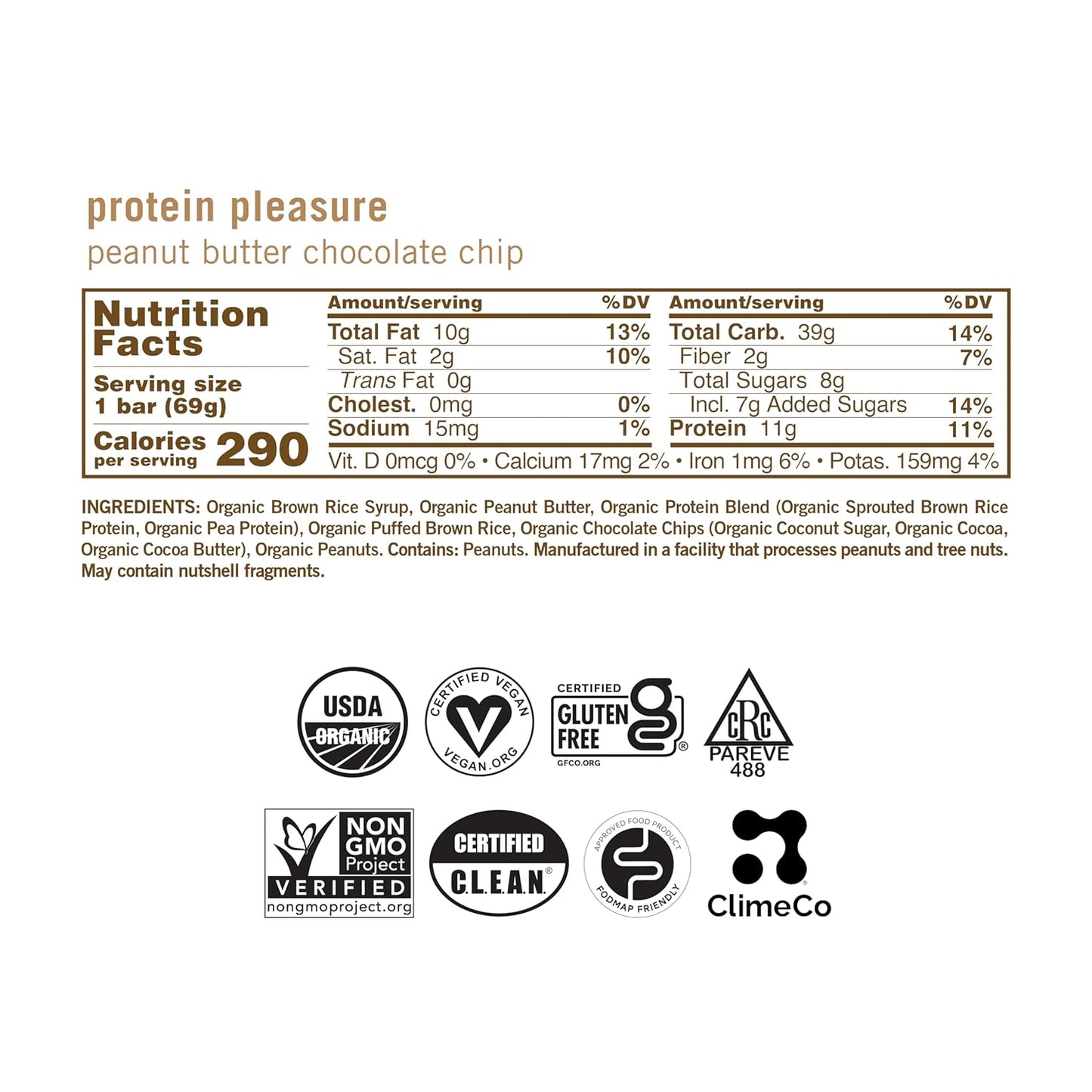 GoMacro MacroBar Organic Vegan Protein Bars - Peanut Butter Chocolate Chip (2.4 Ounce Bars, 12 Count)