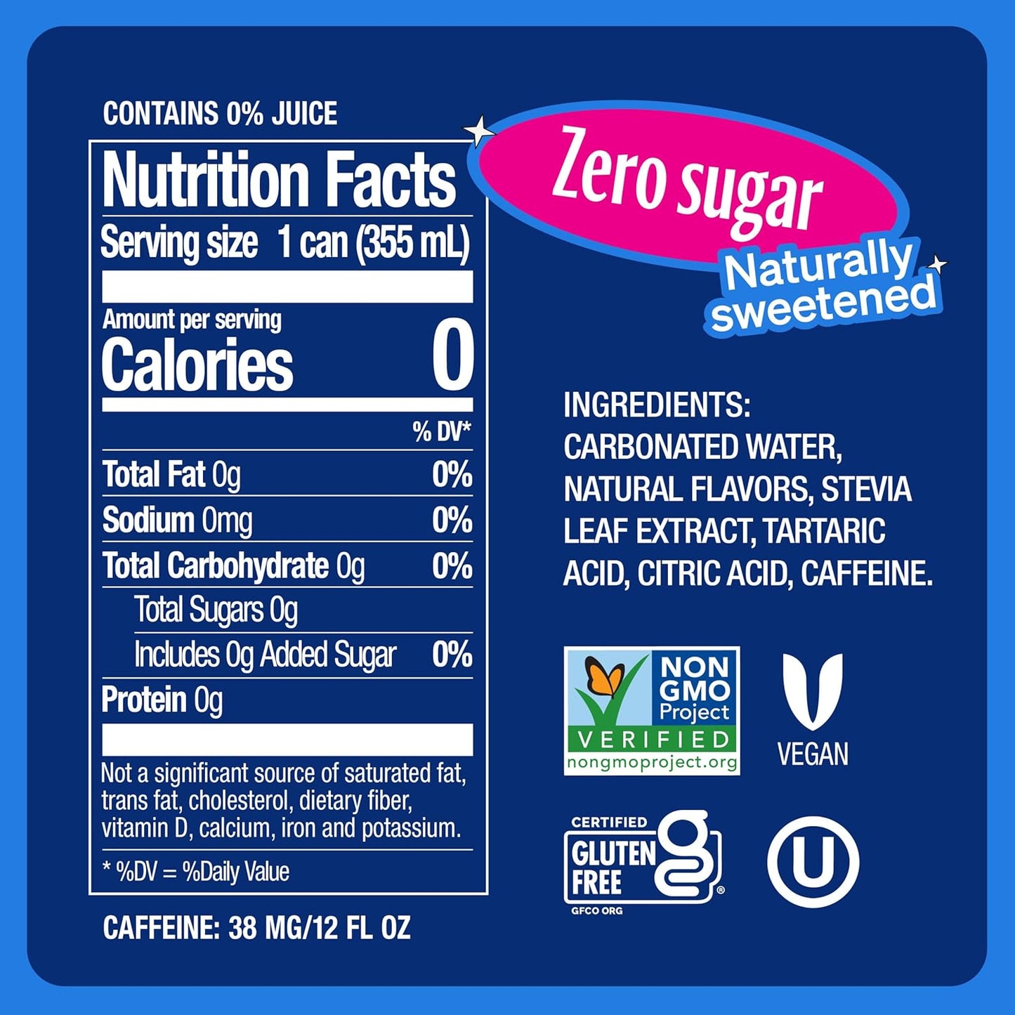 Zevia Zero Sugar Soda, Cherry Cola, 12 oz Cans (24-Pack) – Naturally Sweetened, Non-GMO Project Verified, Gluten-Free, Vegan