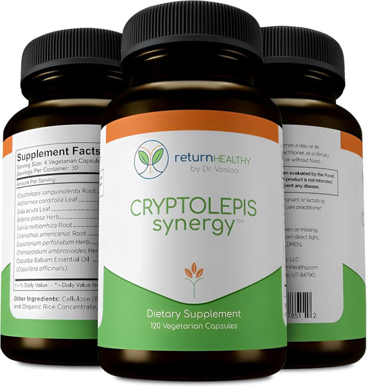 Cryptolepis Synergy, Immune Support Vitamins, Immune System Booster for Adults, Liver, Lymphatic, & Immune Support Supplement, Supports Lyme & Natural Parasite Defense, 120 Capsules, 3 Pack