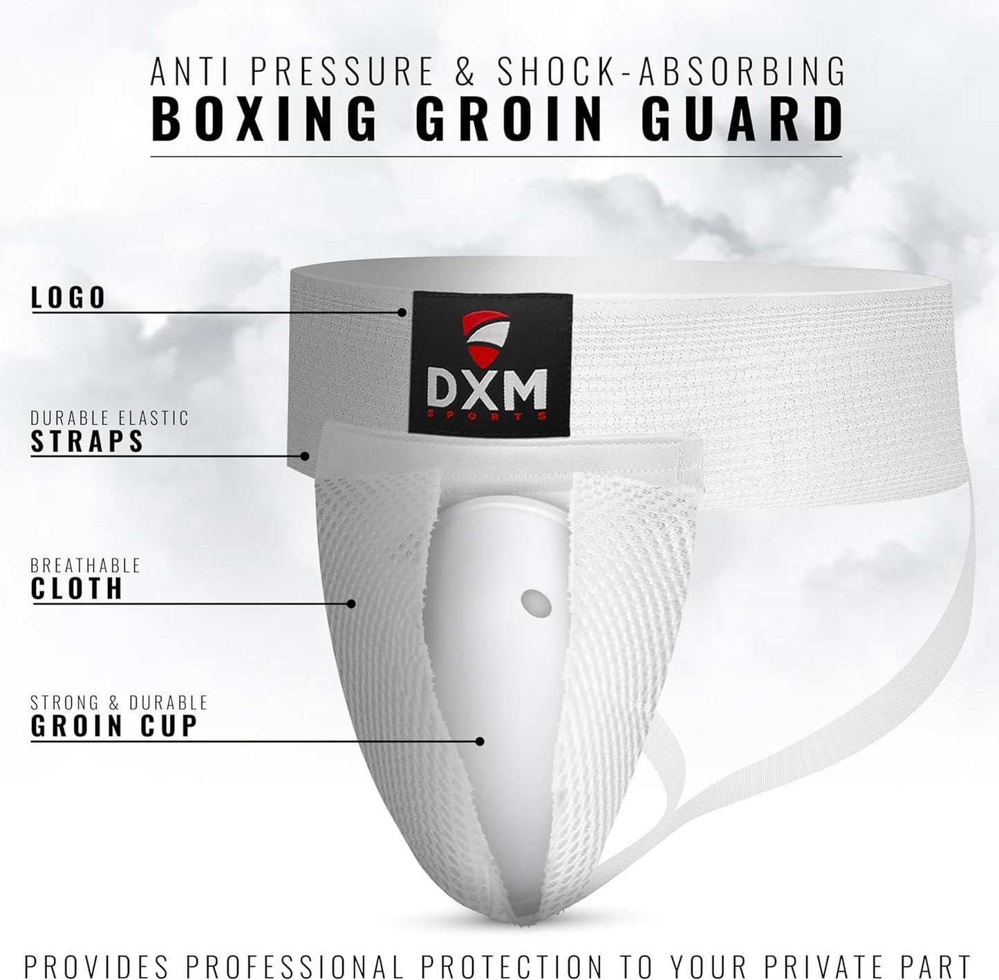 DXM SPORTS Boxing Groin Protector Men – Adjustable Groin Guard for Kickboxing, Taekwondo Sparring Gear, Muay Thai, Martial Arts Training