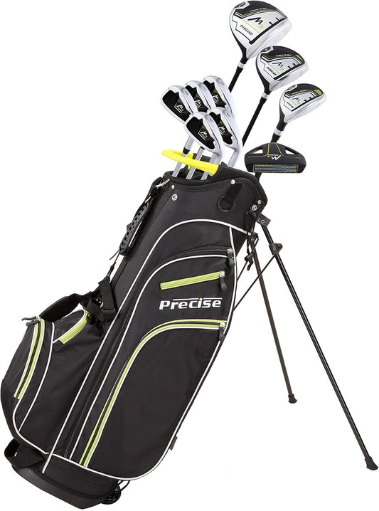 Precise M3 Men's Complete Golf Club Set, Includes Driver, Fairway, Hybrid, 6-PW, Putter, Stand Bag, 3 H/C's, Men’s Golf Clubs Full Set Right Handed, Regular, Petite or Tall Size
