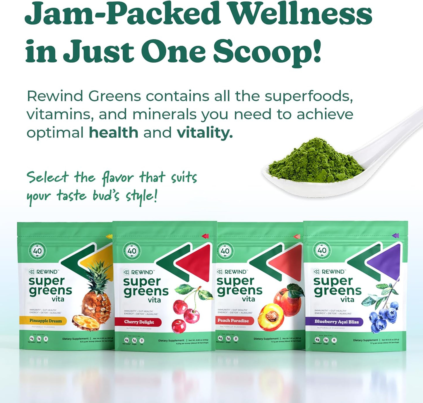 Best Tasting Super Greens Powder with 40+ Superfoods – Delicious Daily Green Powder with Vitamin B12, Zinc, Vitamin C, Magnesium & Calcium – Green Juice Superfood Mix - Peach Flavor