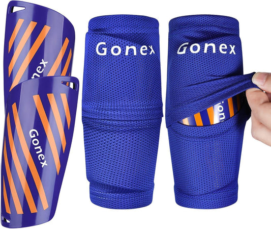 Gonex Soccer Shin Guards for Kids Adult, Youth Boys Girls Shin Guards Slip in Soccer Shin Pad Sleeves Canilleras for Football Games, EVA Cushion Protection Reduce Shocks & Injuries