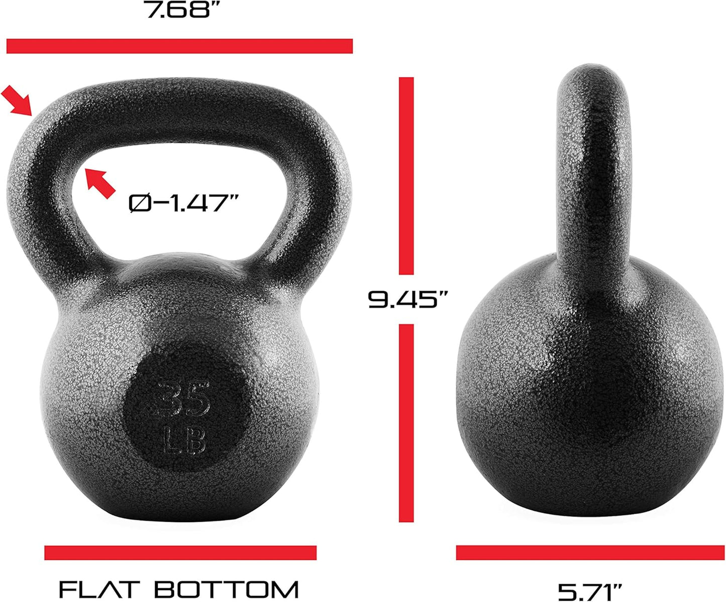 WF Athletic Supply Hammerstone Painted Cast Iron Kettlebells, Home & Gym Equipment, Great for Strength Training, Full Body Workout & Crossfit Training, Color & Size Options Available in 10-80 Pounds