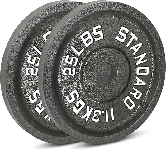 Cast Iron Olympic Weight Plates – Free Weights with 2-inch Hole & Anti-Rust Hammertone Finish - Ideal for Strength Training, Crossfit Equipment & Home Gym Set – Sold in Pairs - 2.5LB–45LB