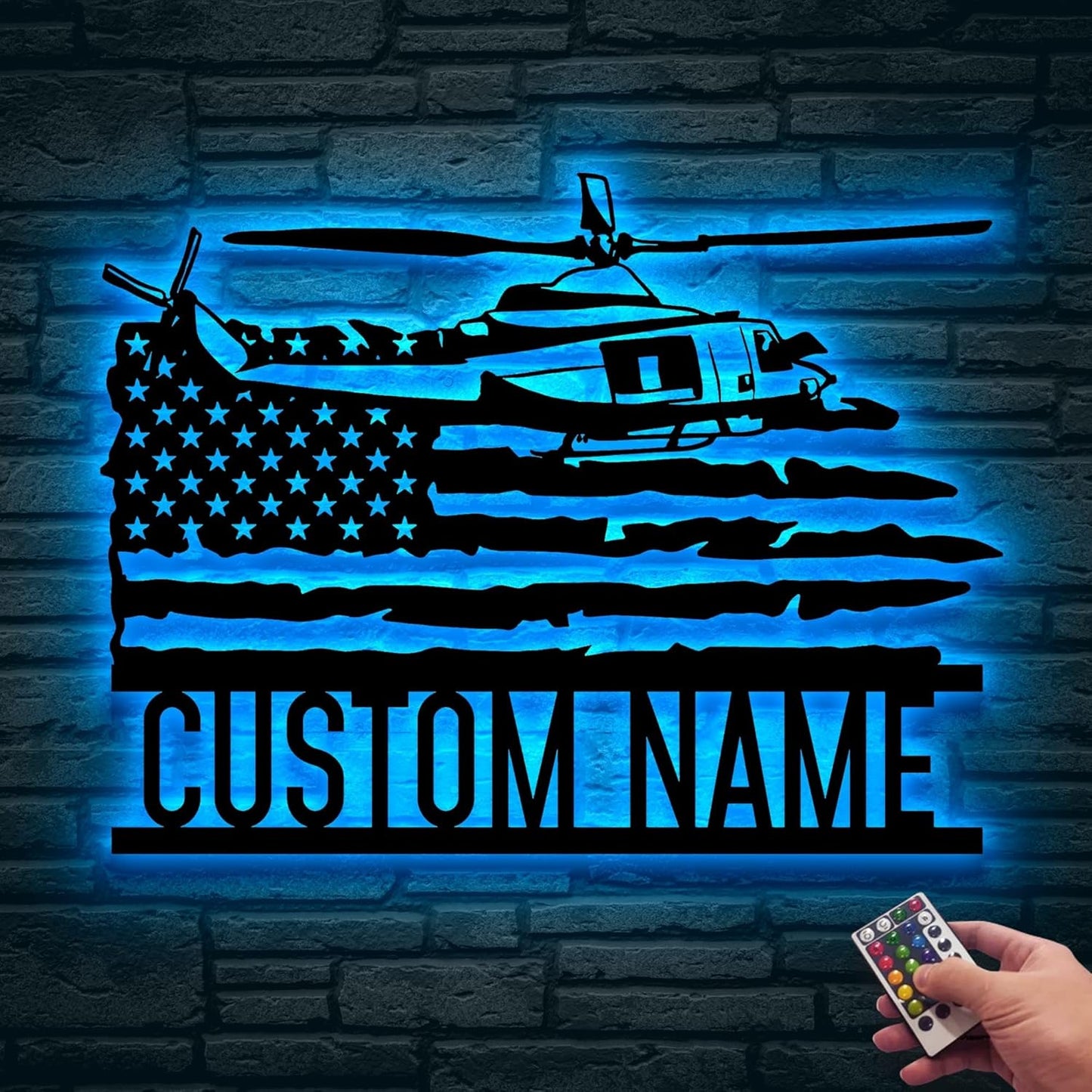 Personalized US Army Helicopter Metal Sign With LED Lights, Custom Helicopter Metal Sign, Hobbie Gifts, Helicopter Sign, Wall Hanging Home Decor Birthday Xmas Gift