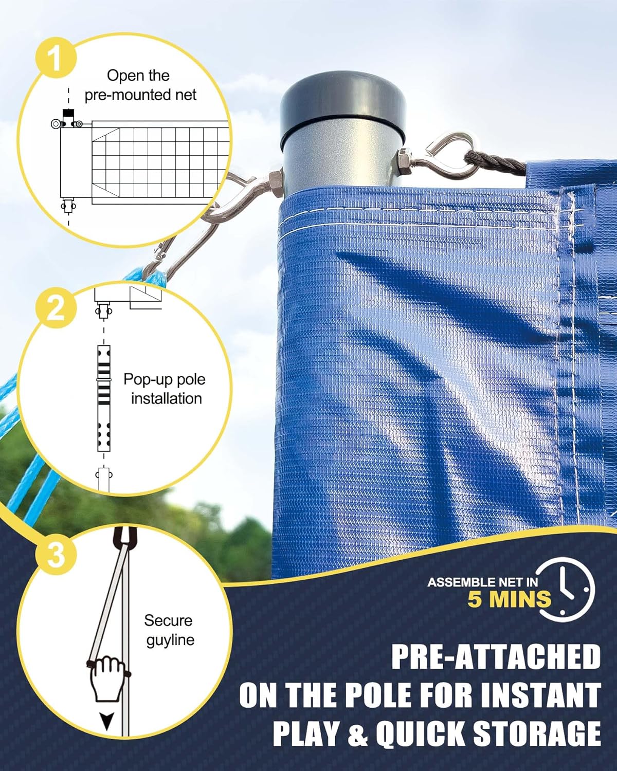 Professional Volleyball Net Set Heavy Duty for Outdoor Backyard Portable with Aluminum Adjustable Height Scoring Poles, Regulation Nets System for Tournament, Grass